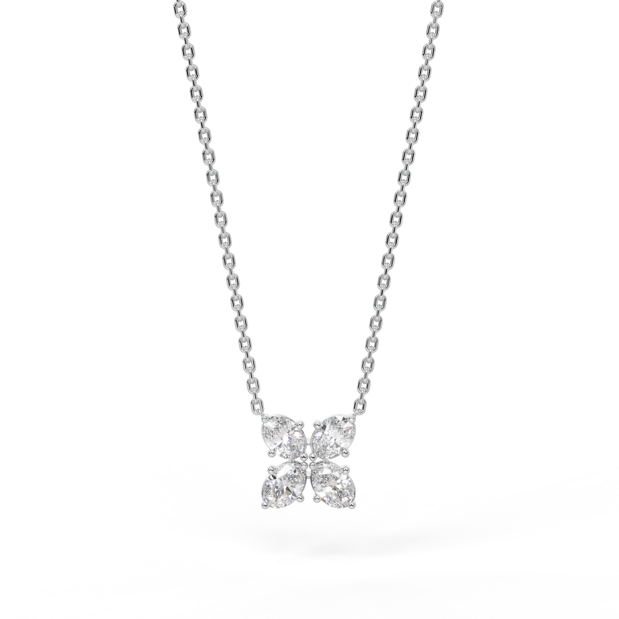 Four-Stone Diamond Clover Pendant Necklace