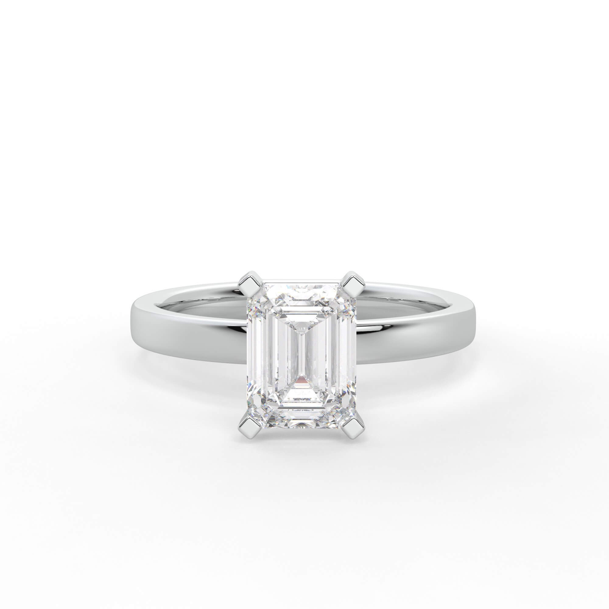 Emerald Cut Diamond Solitaire Engagement Ring