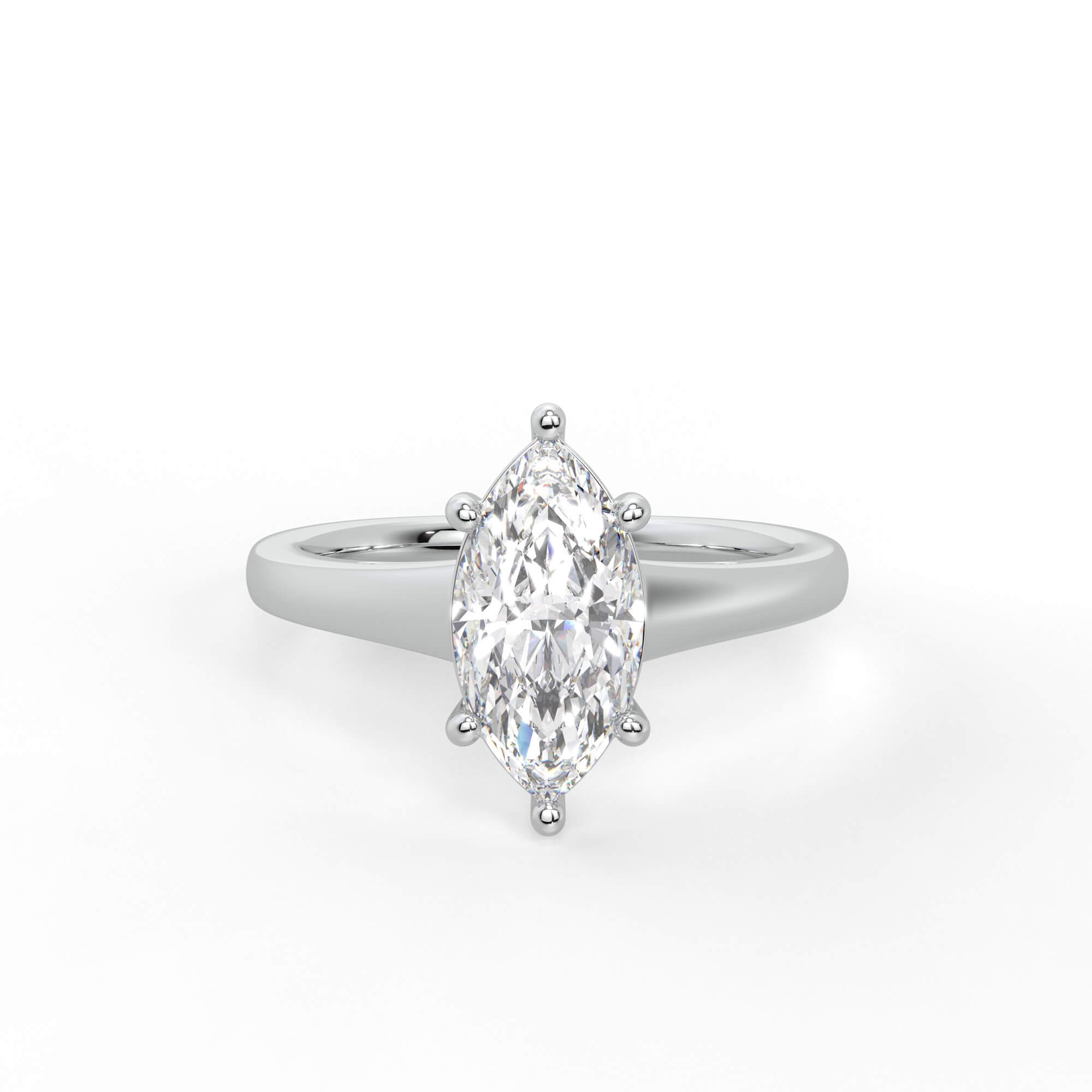 Marquise Diamond Six-Claw Solitaire Engagement Ring