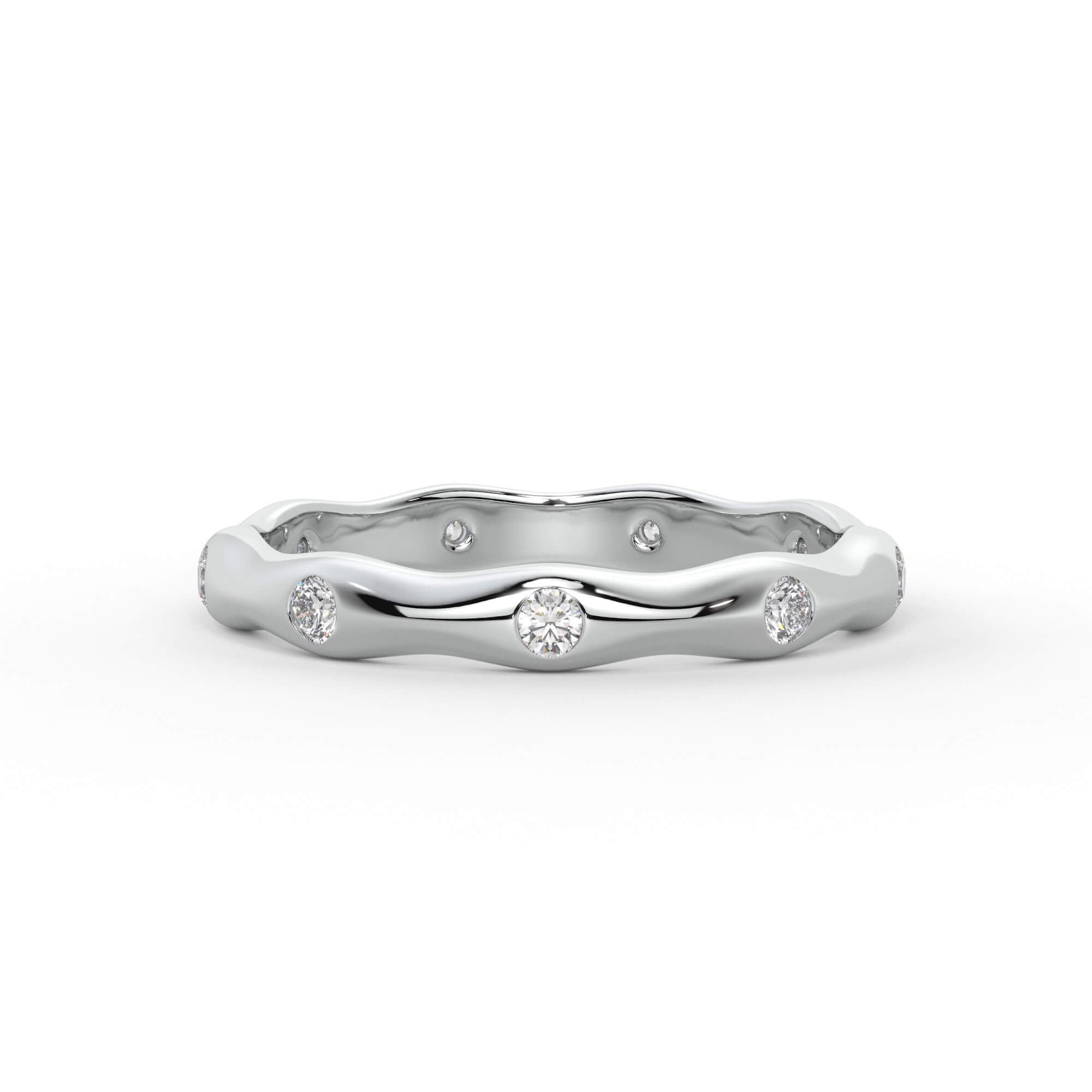 Flush-Set Diamond Wave Eternity Band