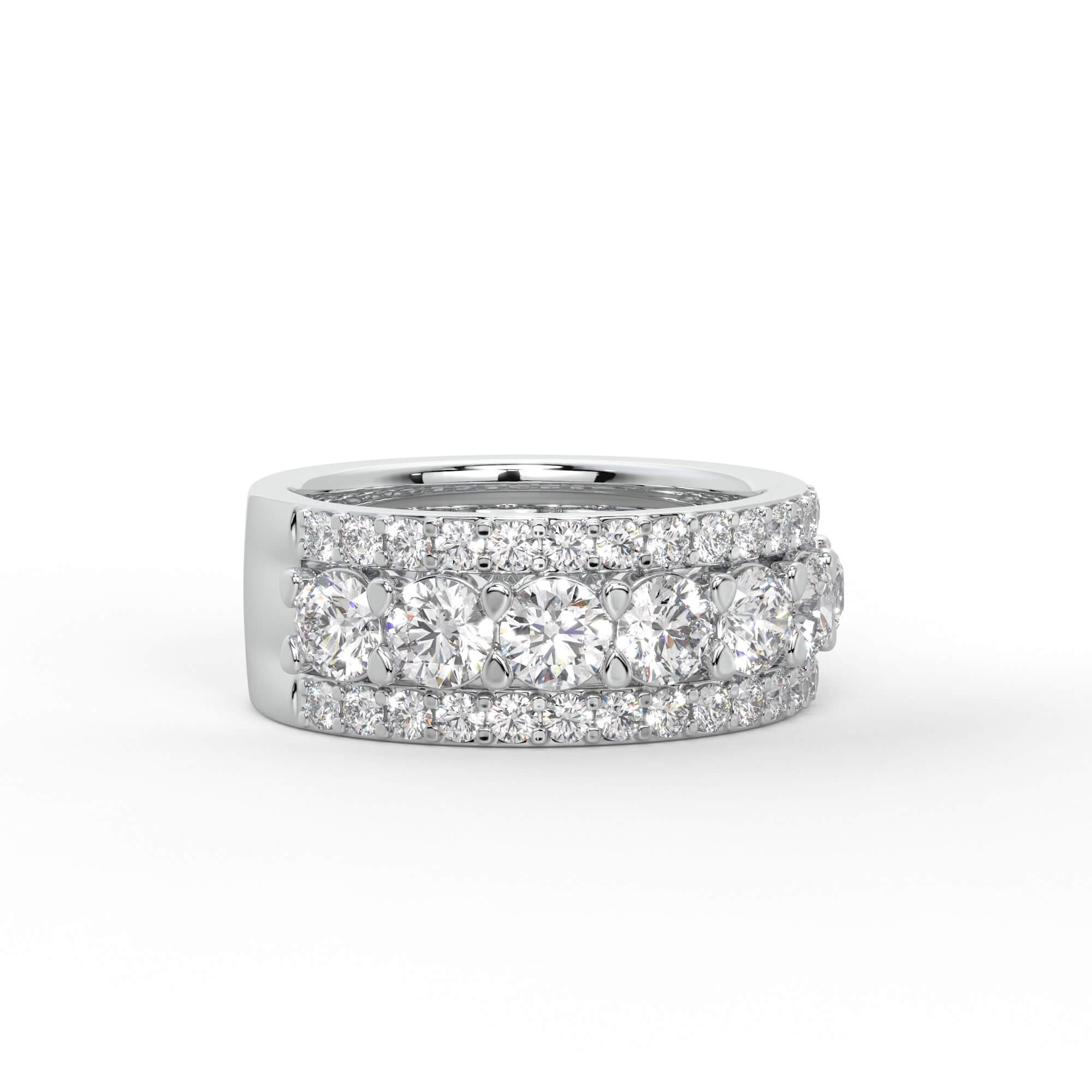 Domed Three Row Diamond Statement Band