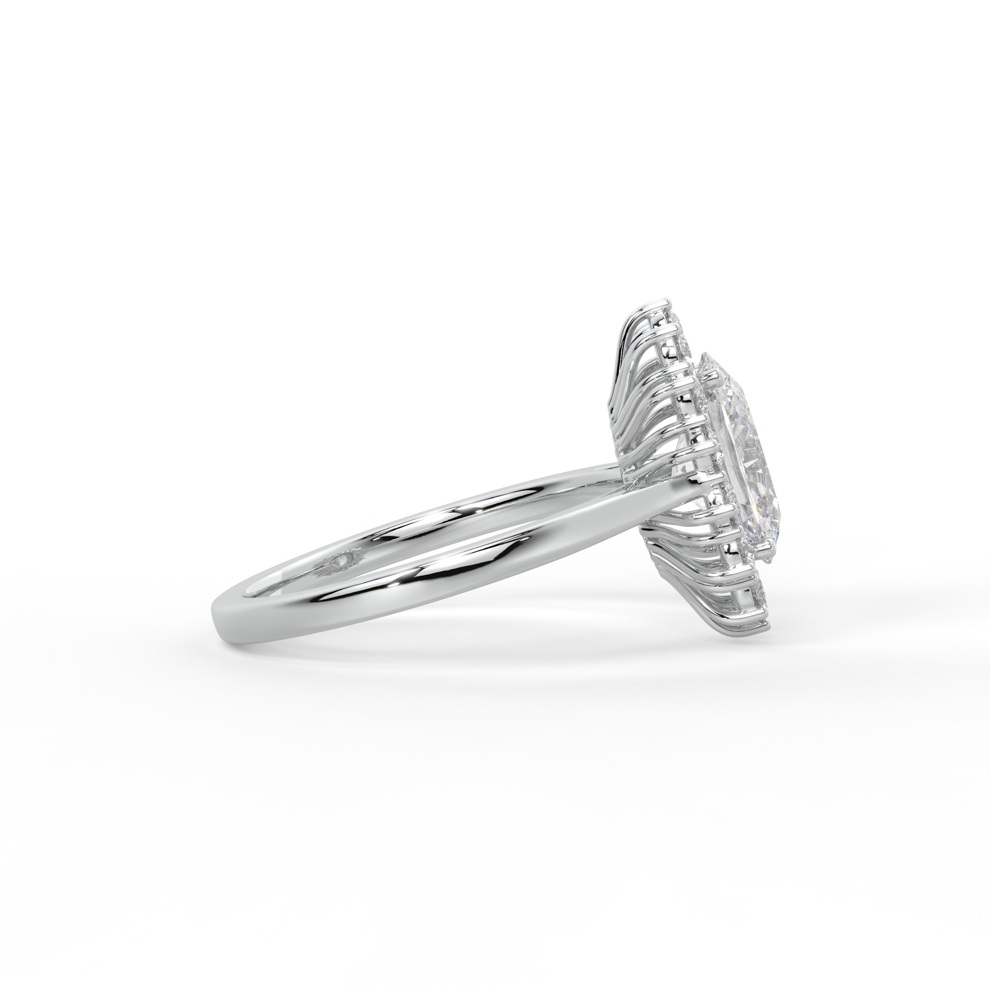 Oval Diamond Cluster Halo Engagement Ring