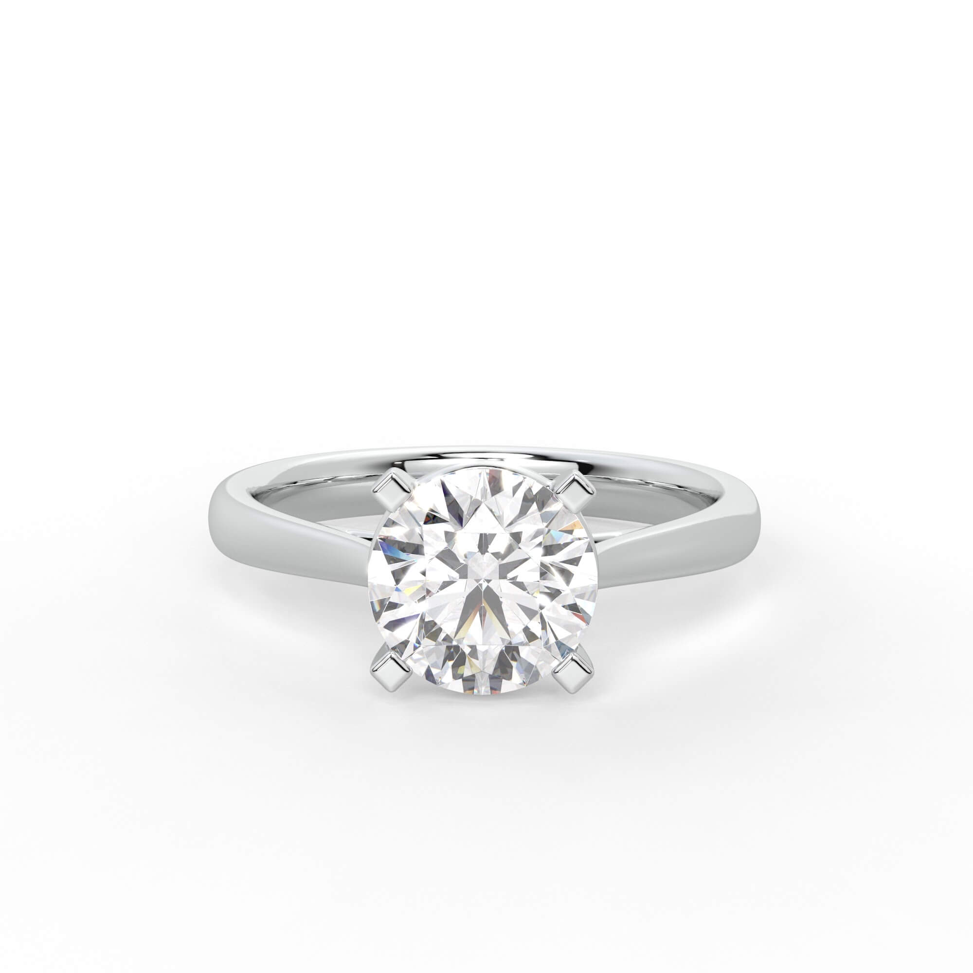 Round Diamond Tab-Claw Solitaire Engagement Ring