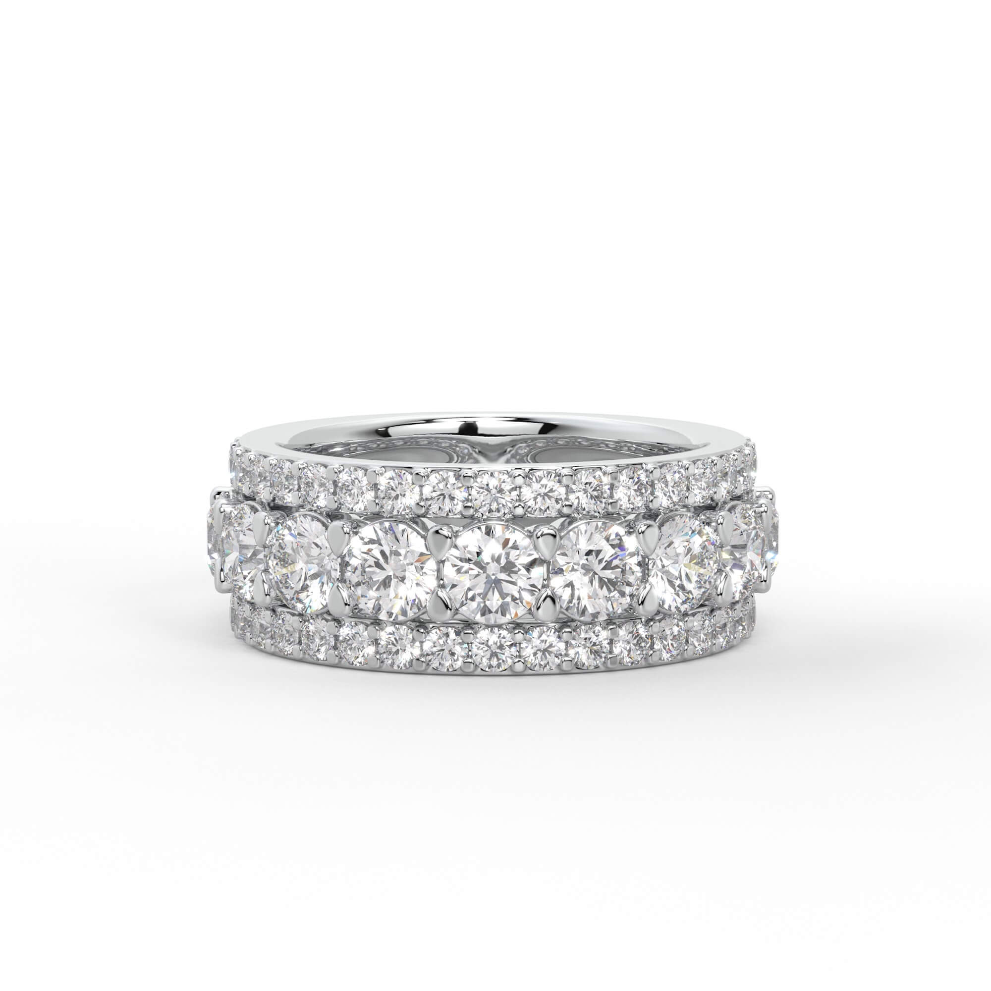 Domed Three Row Diamond Statement Band