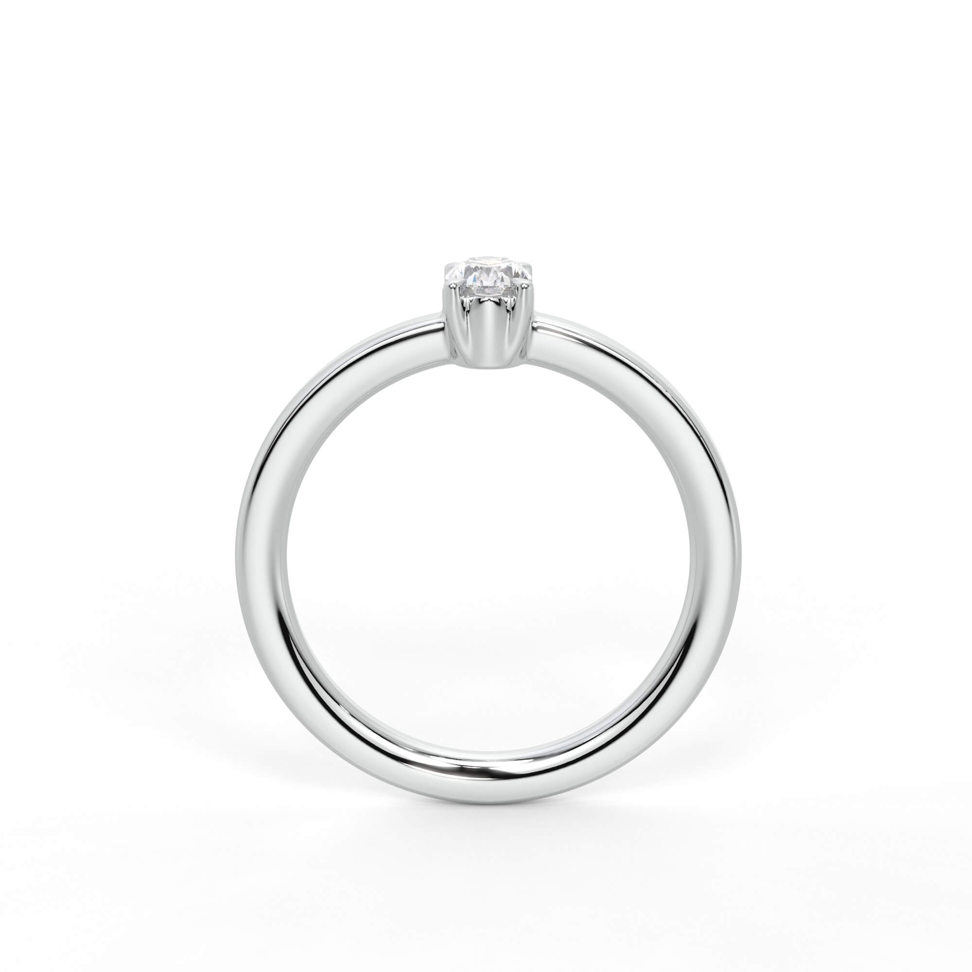 Petite Oval Diamond Solitaire Ring