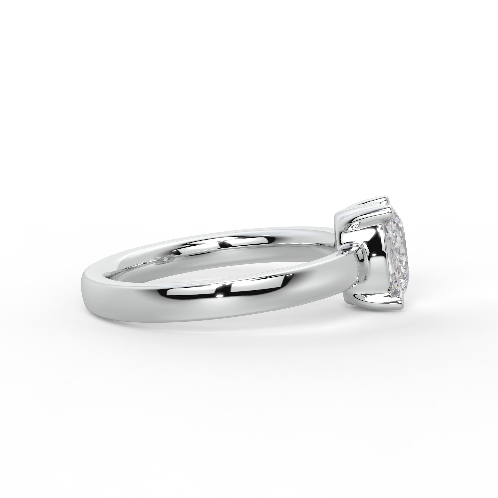Low-Profile Oval Diamond Solitaire Engagement Ring