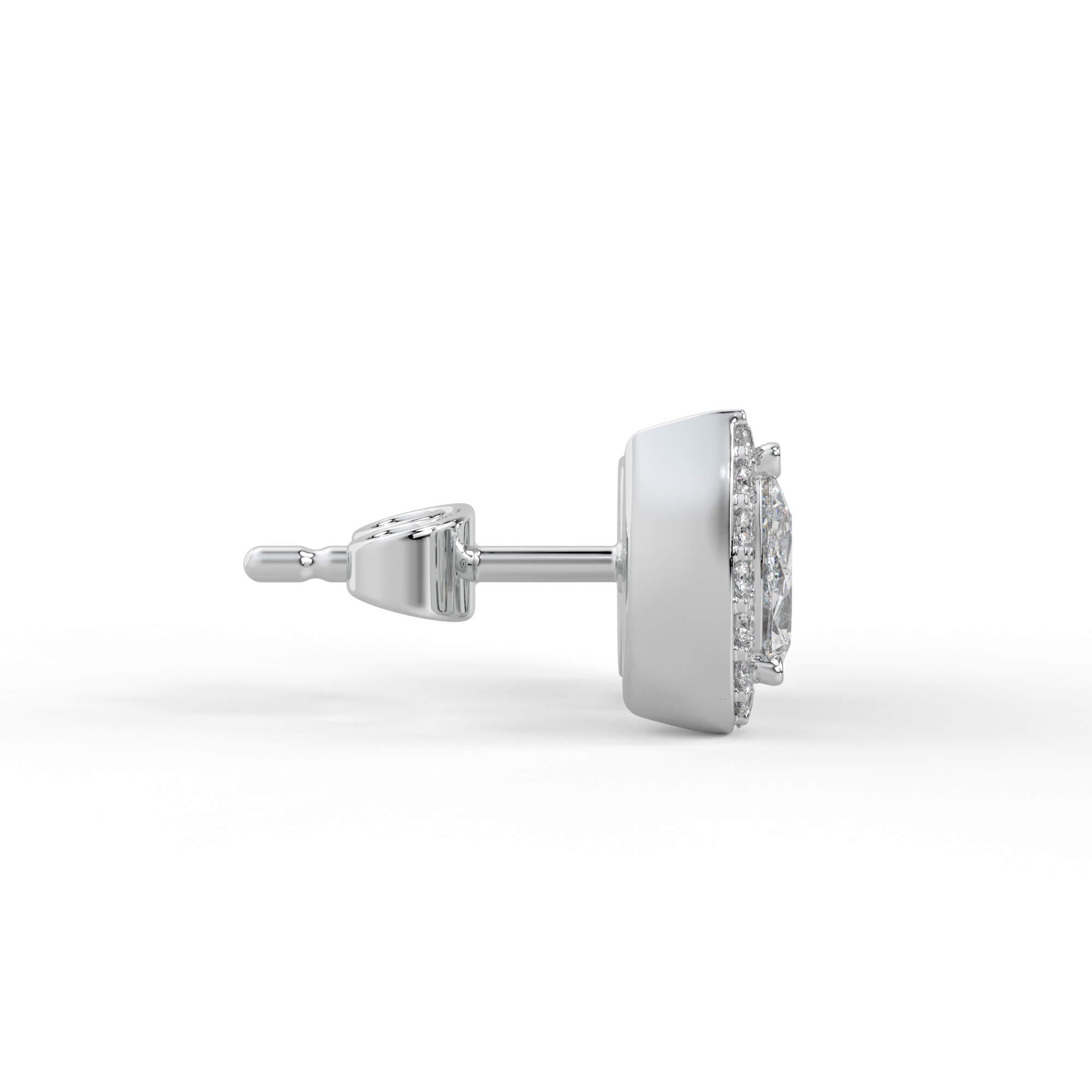 Pear and Round Diamond Toi et Moi Halo Stud Earrings