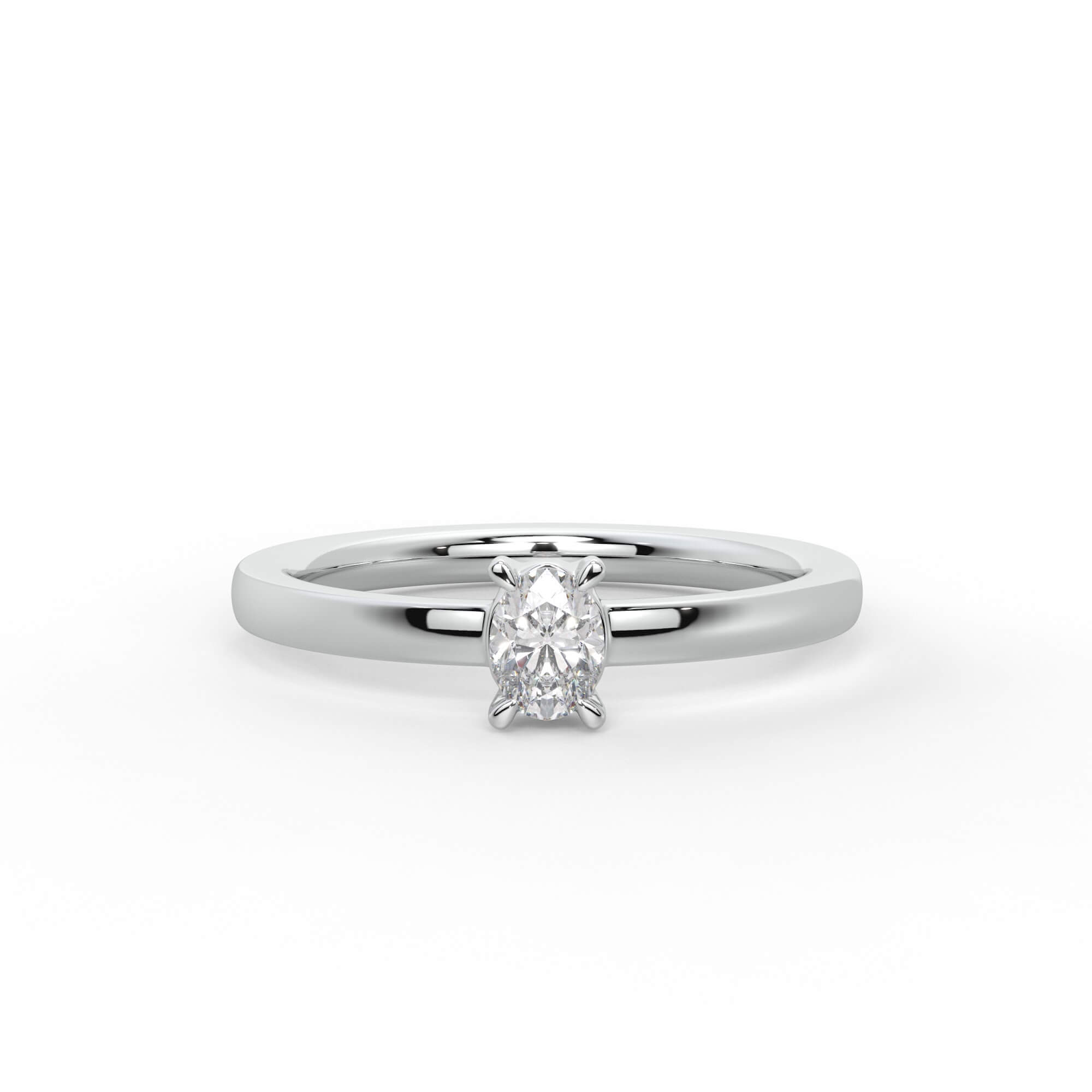 Petite Oval Diamond Solitaire Ring