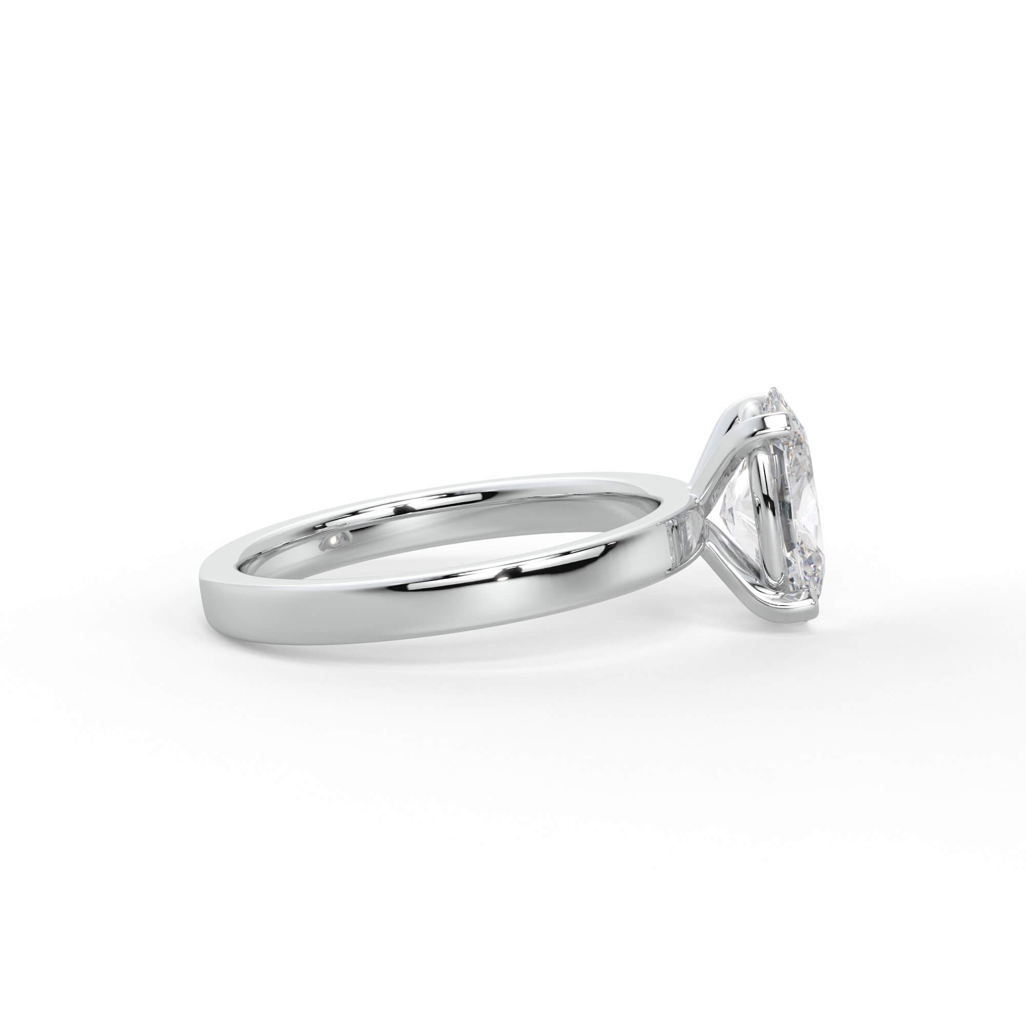 Oval Diamond Four-Claw Solitaire Engagement Ring