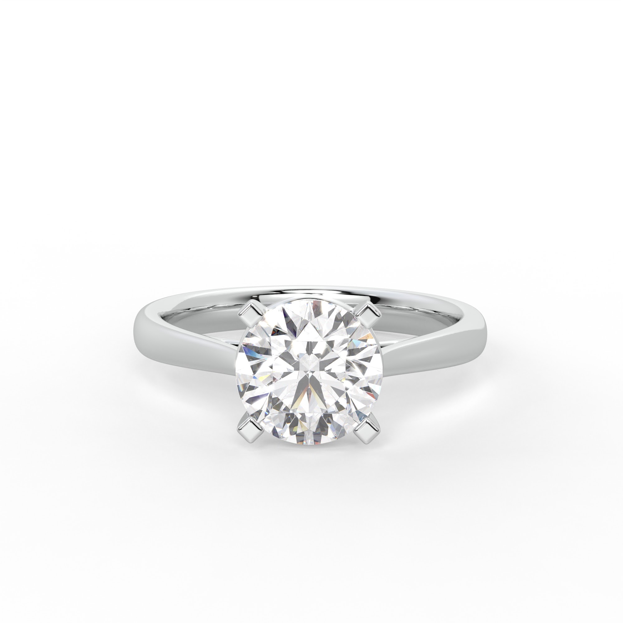 Round Diamond Tab-Claw Solitaire Engagement Ring