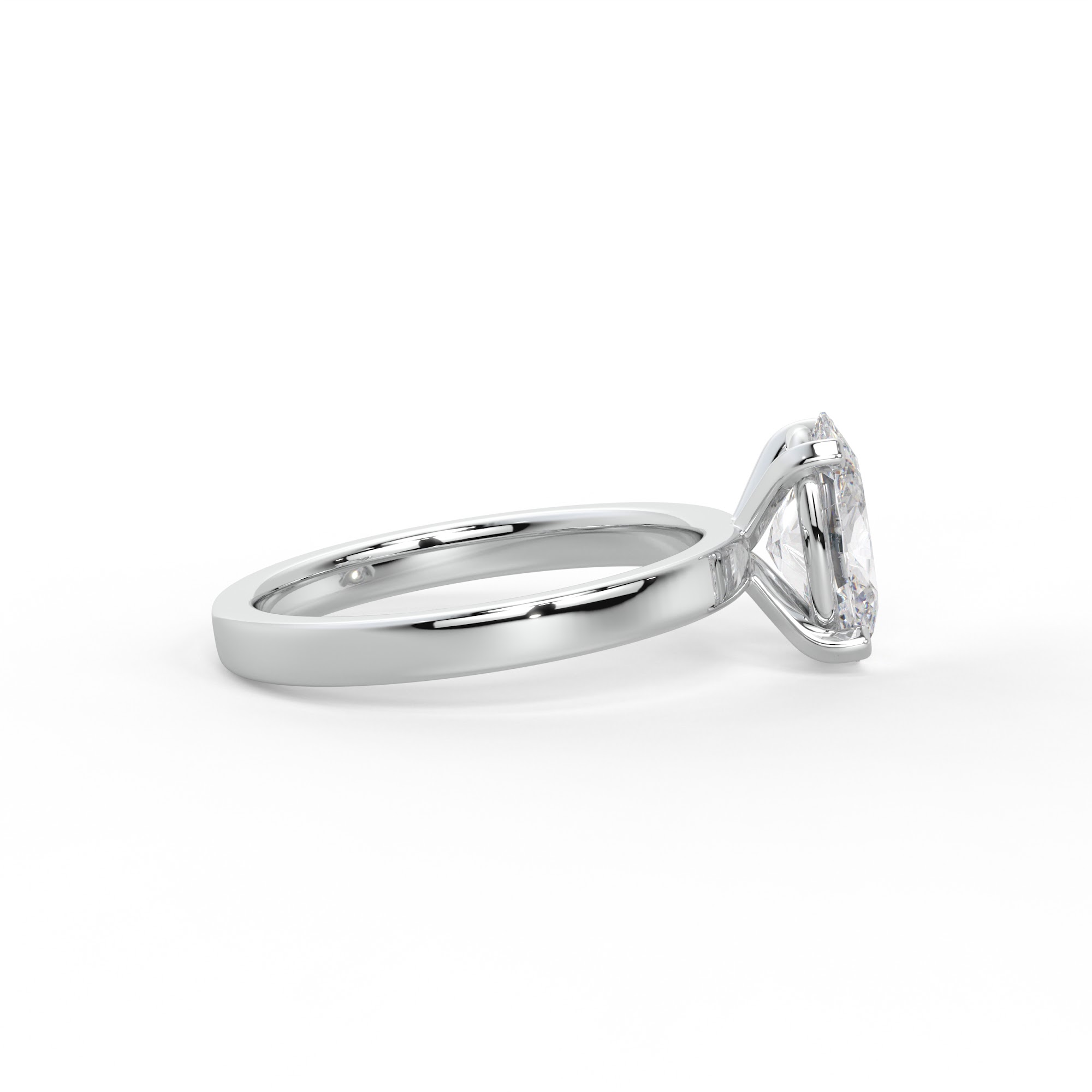 Oval Diamond Four-Claw Solitaire Engagement Ring