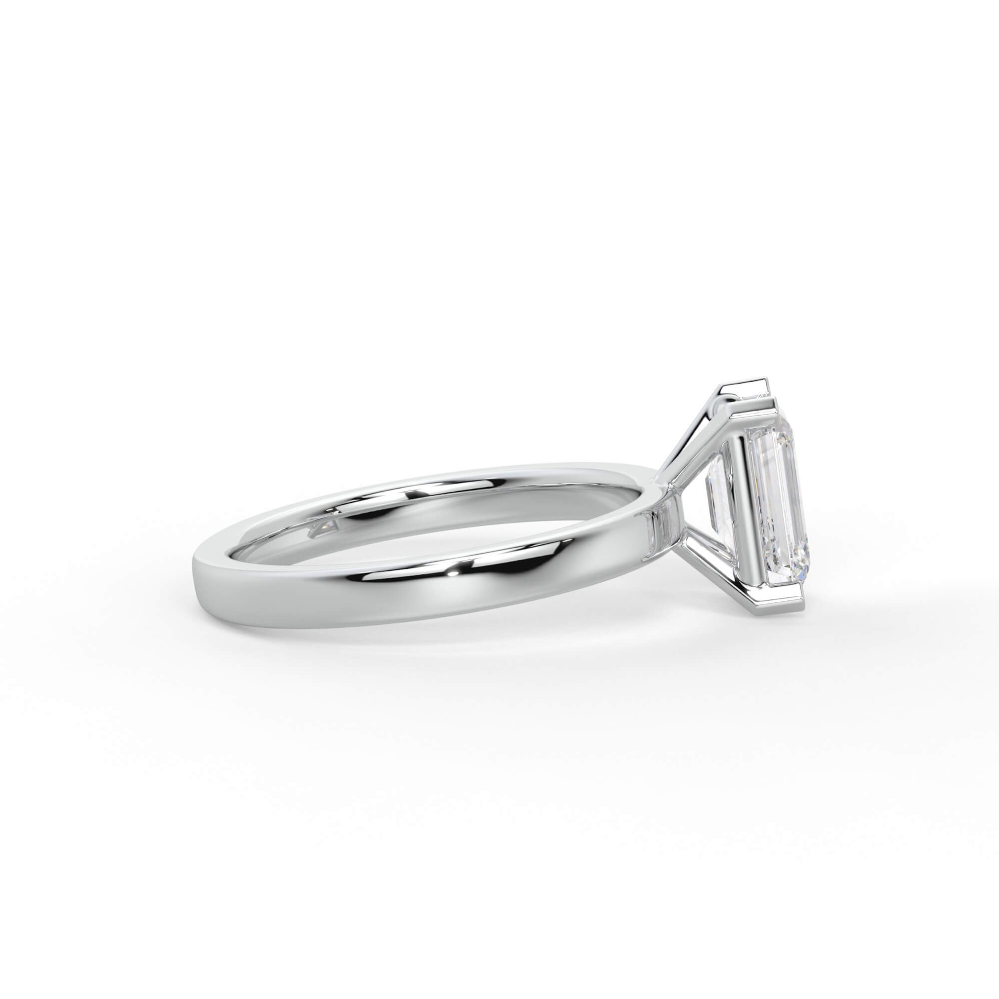 Emerald Cut Diamond Solitaire Engagement Ring
