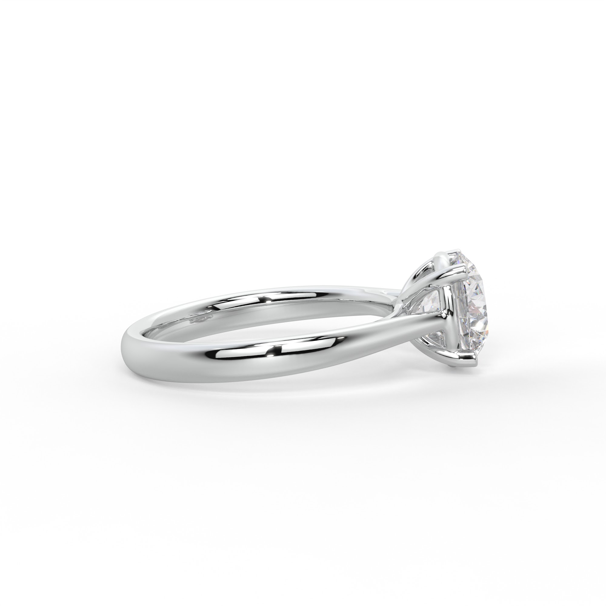 Round Diamond Cathedral Solitaire Engagement Ring