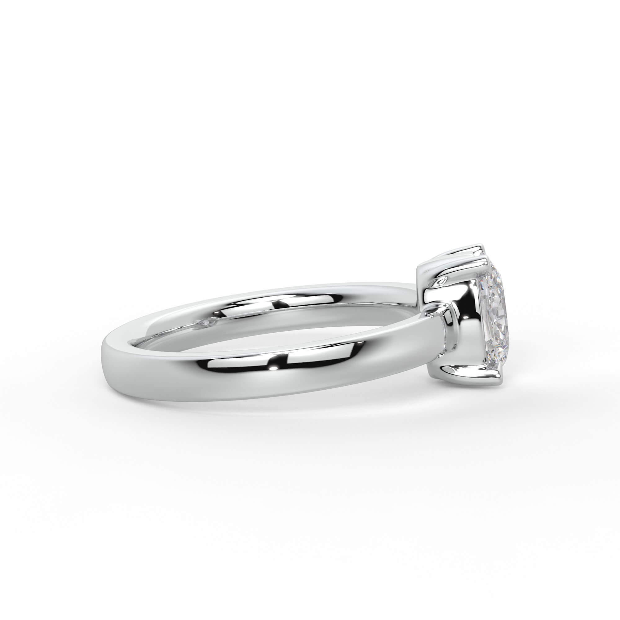 Low-Profile Oval Diamond Solitaire Engagement Ring