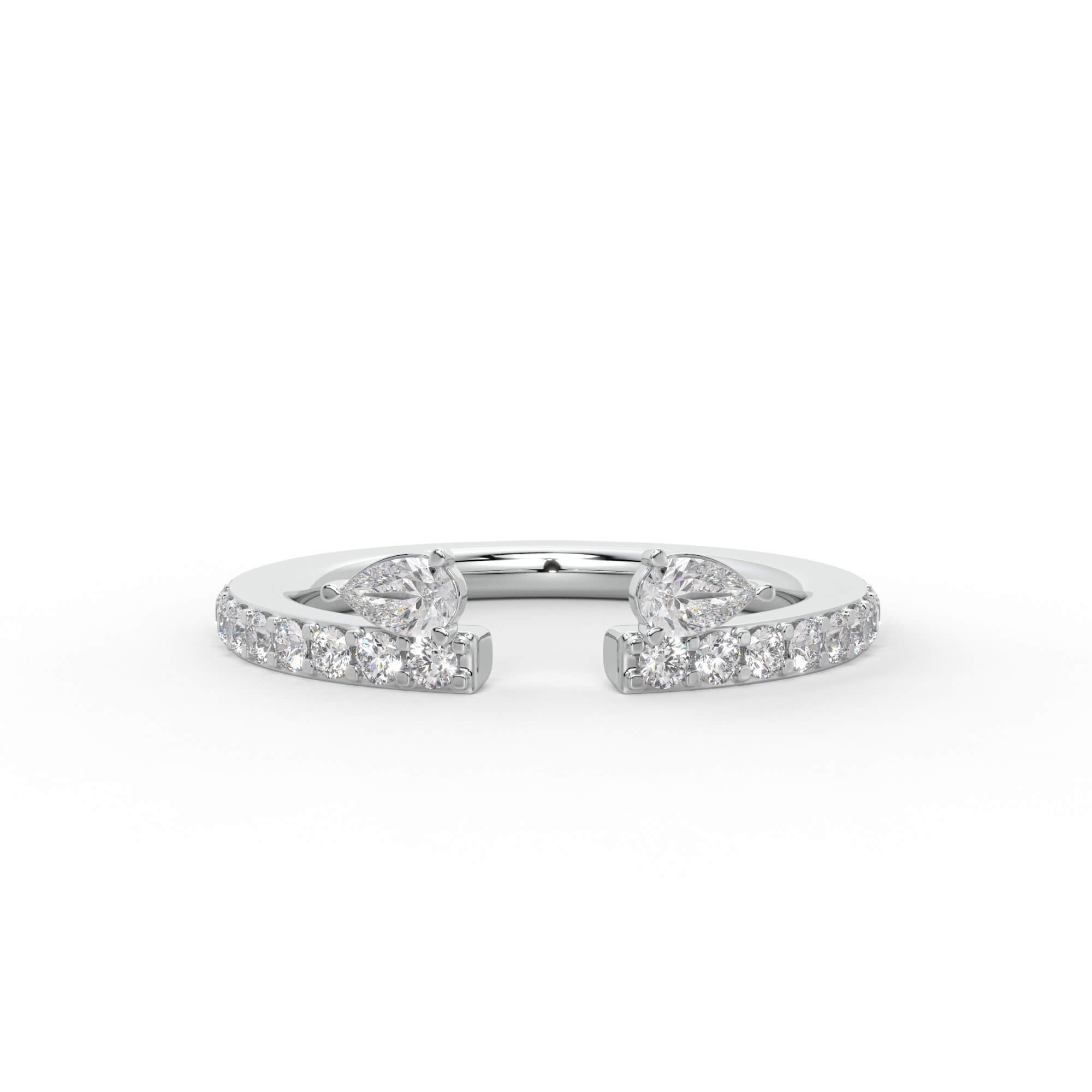 Open Pear Diamond Pavé Ring