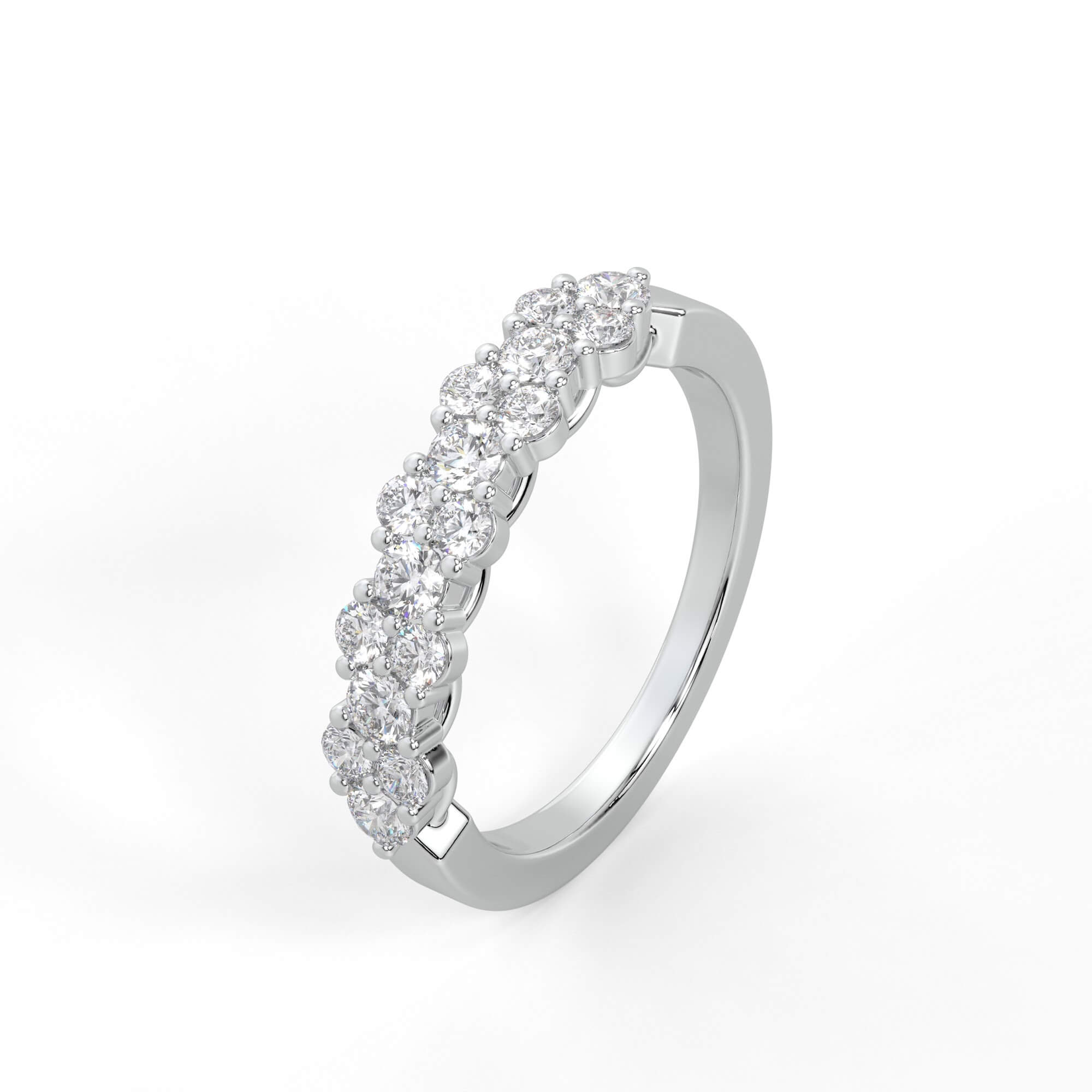 Round Diamond Floral Cluster Half Eternity Ring