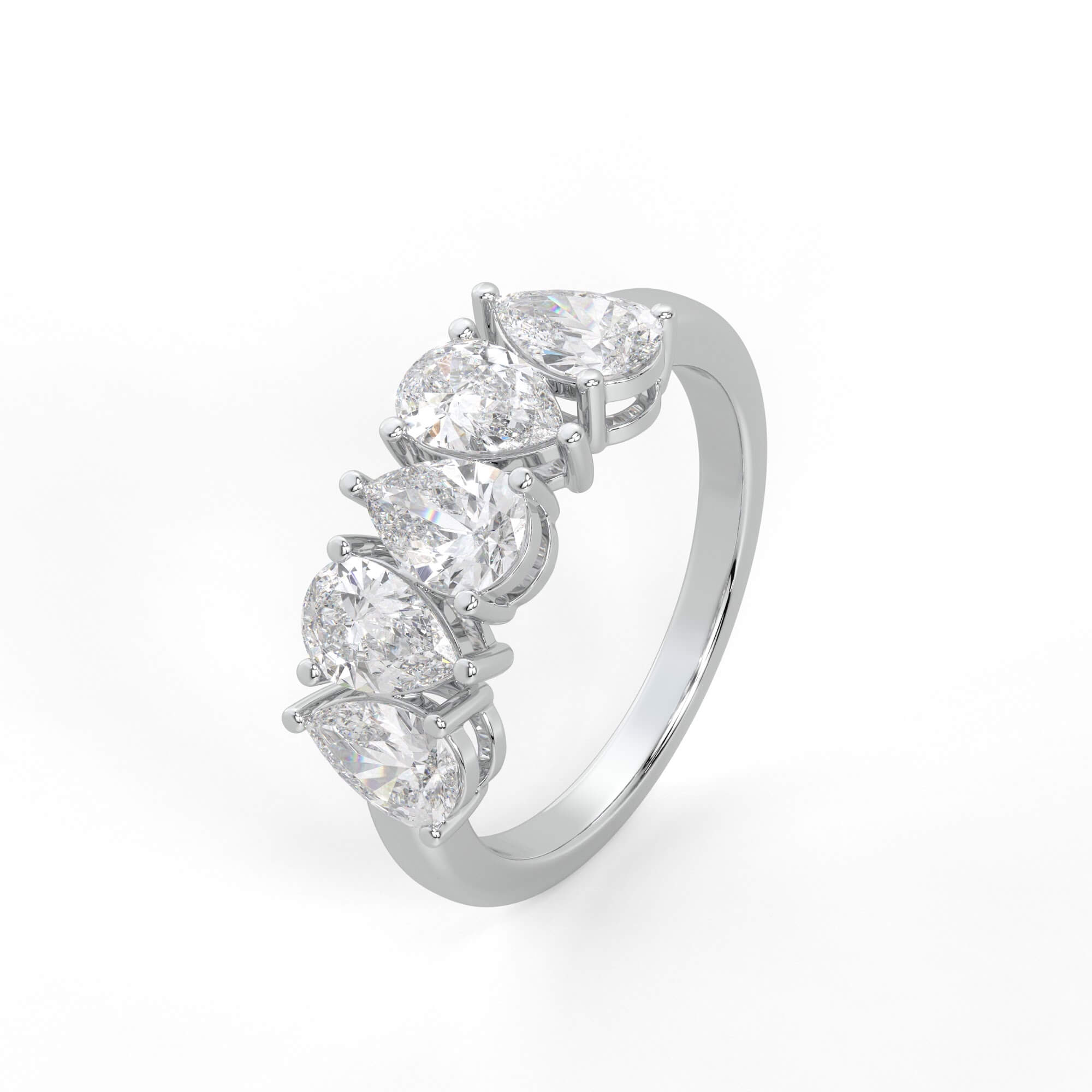 Alternating Pear Diamond Five Stone Ring
