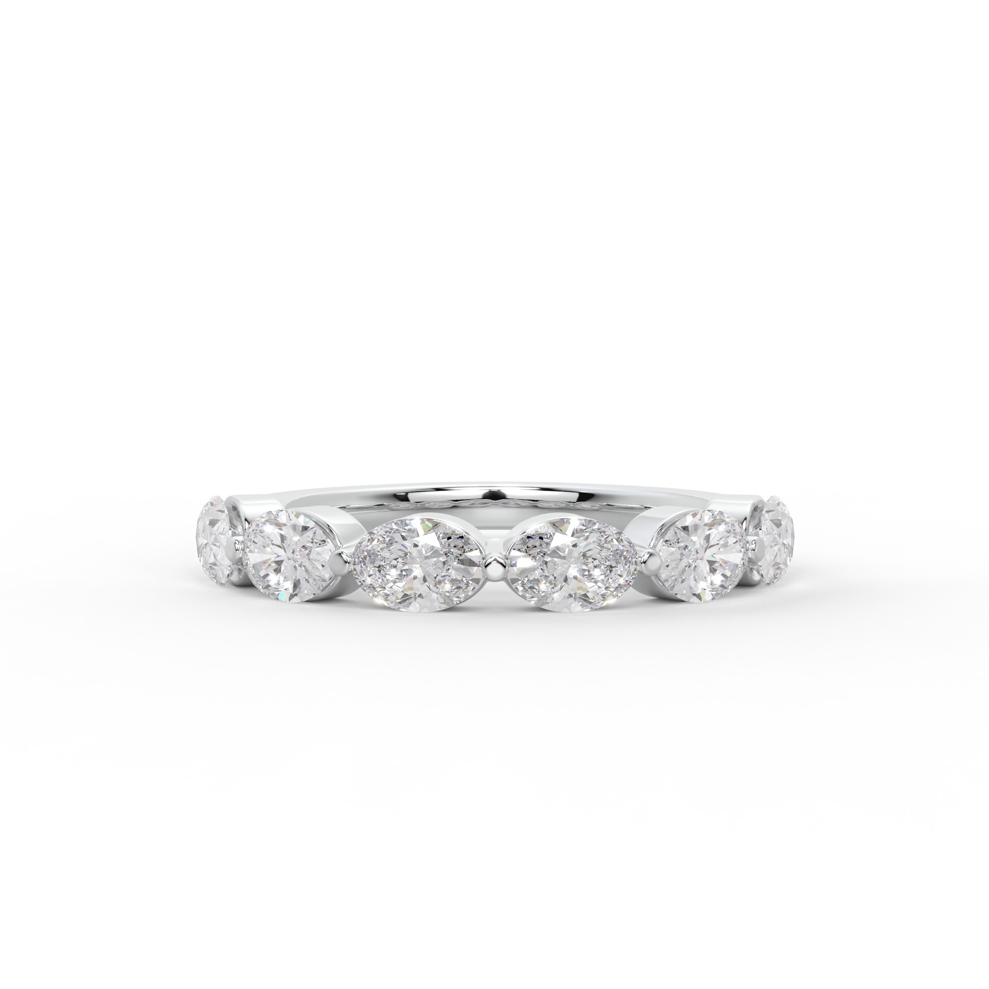 East-West Oval Diamond Half Eternity Ring