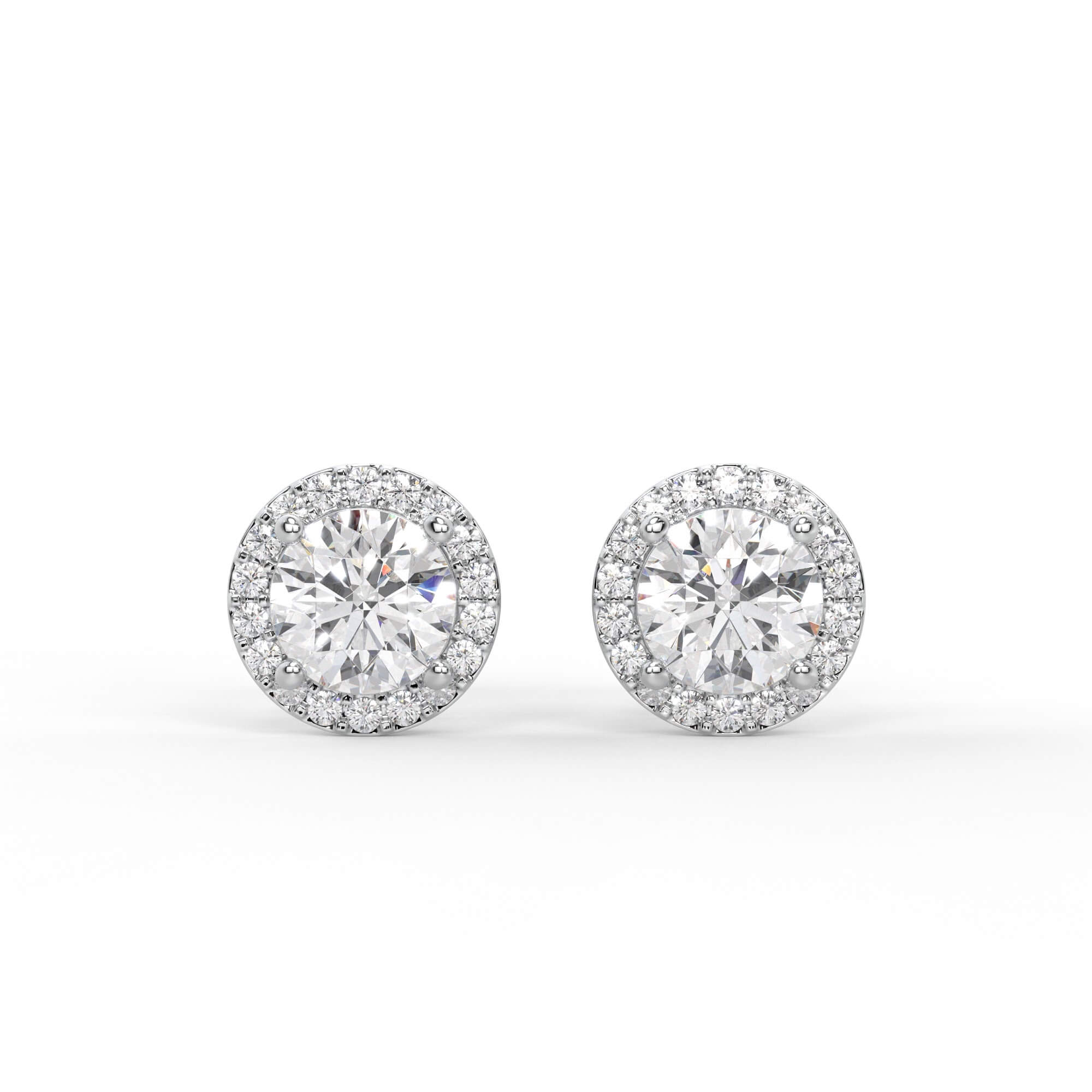 Round Diamond Halo Stud Earrings
