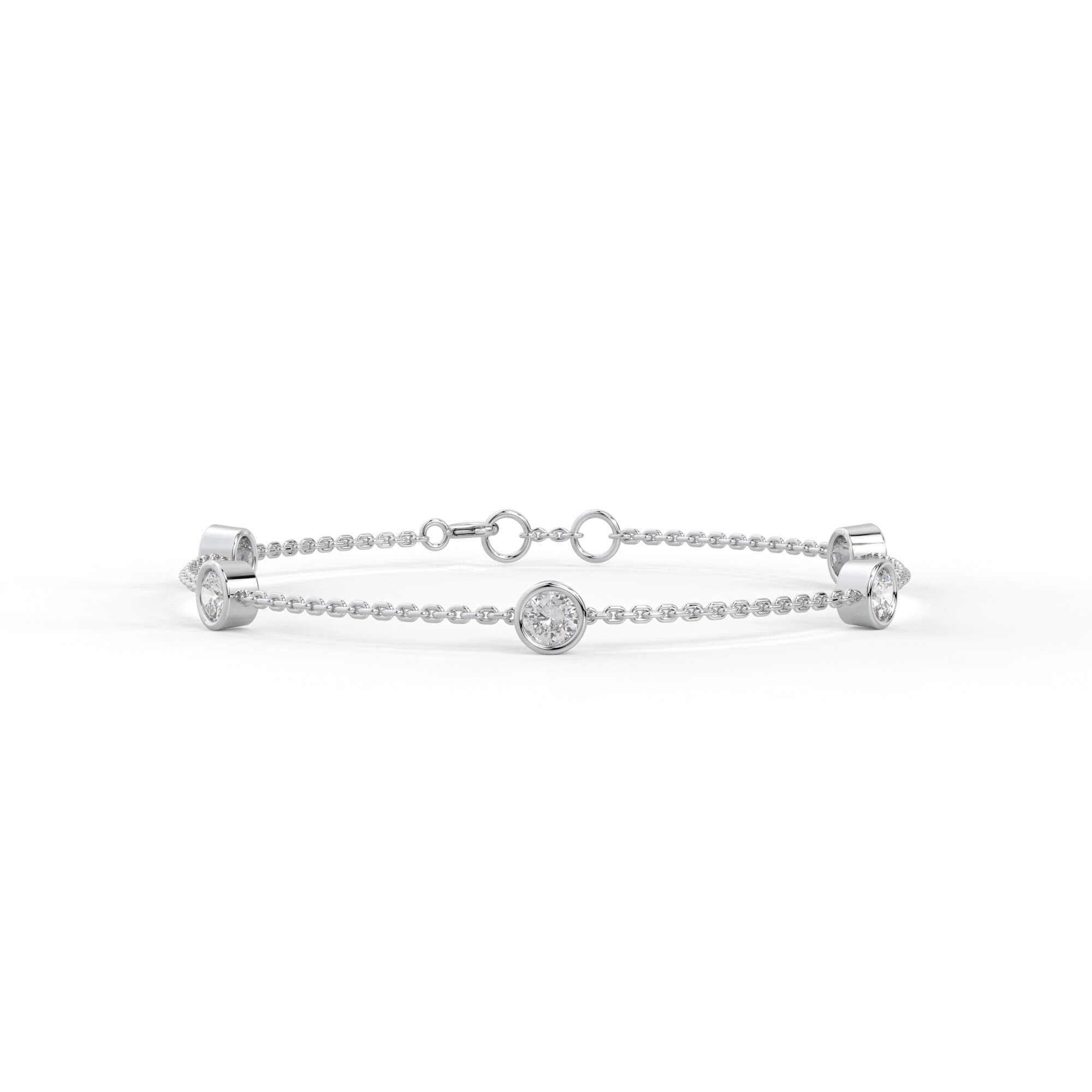 Round Diamond Bezel By-the-Yard Chain Bracelet