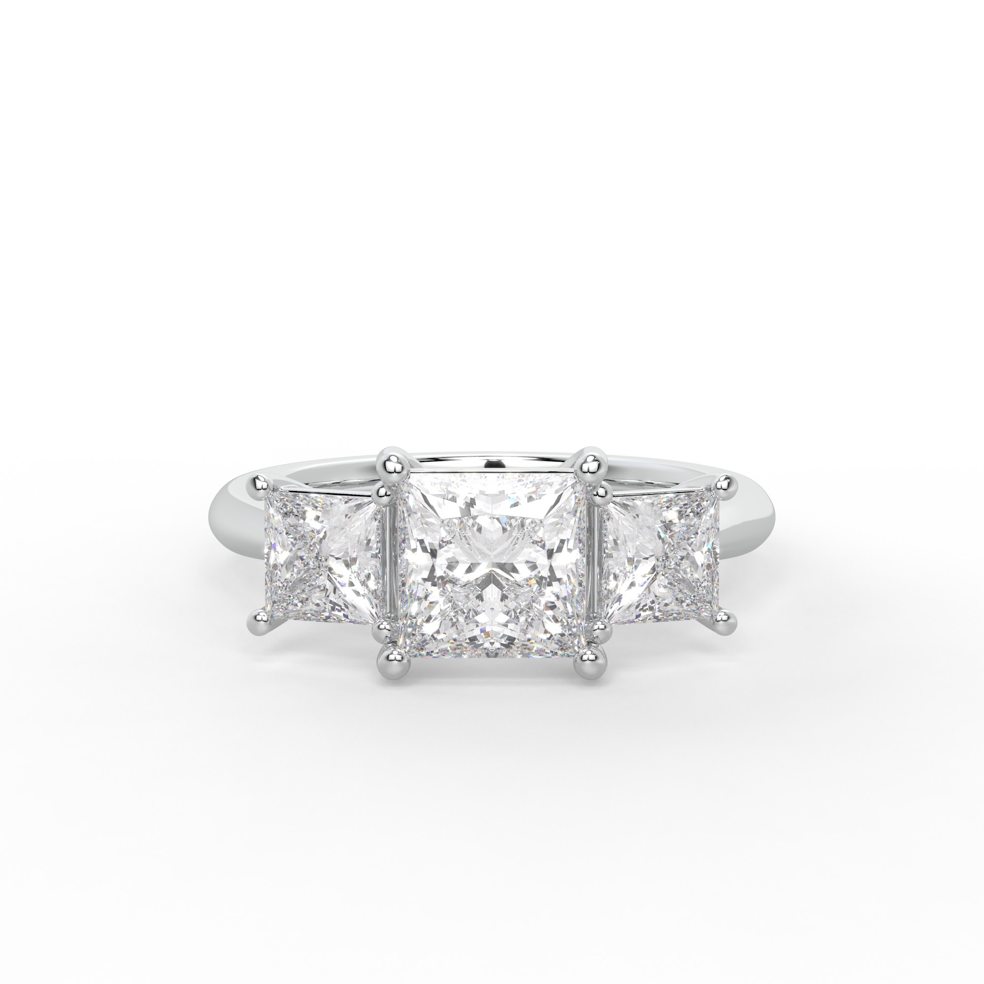 Princess-Cut Three Stone Diamond Ring
