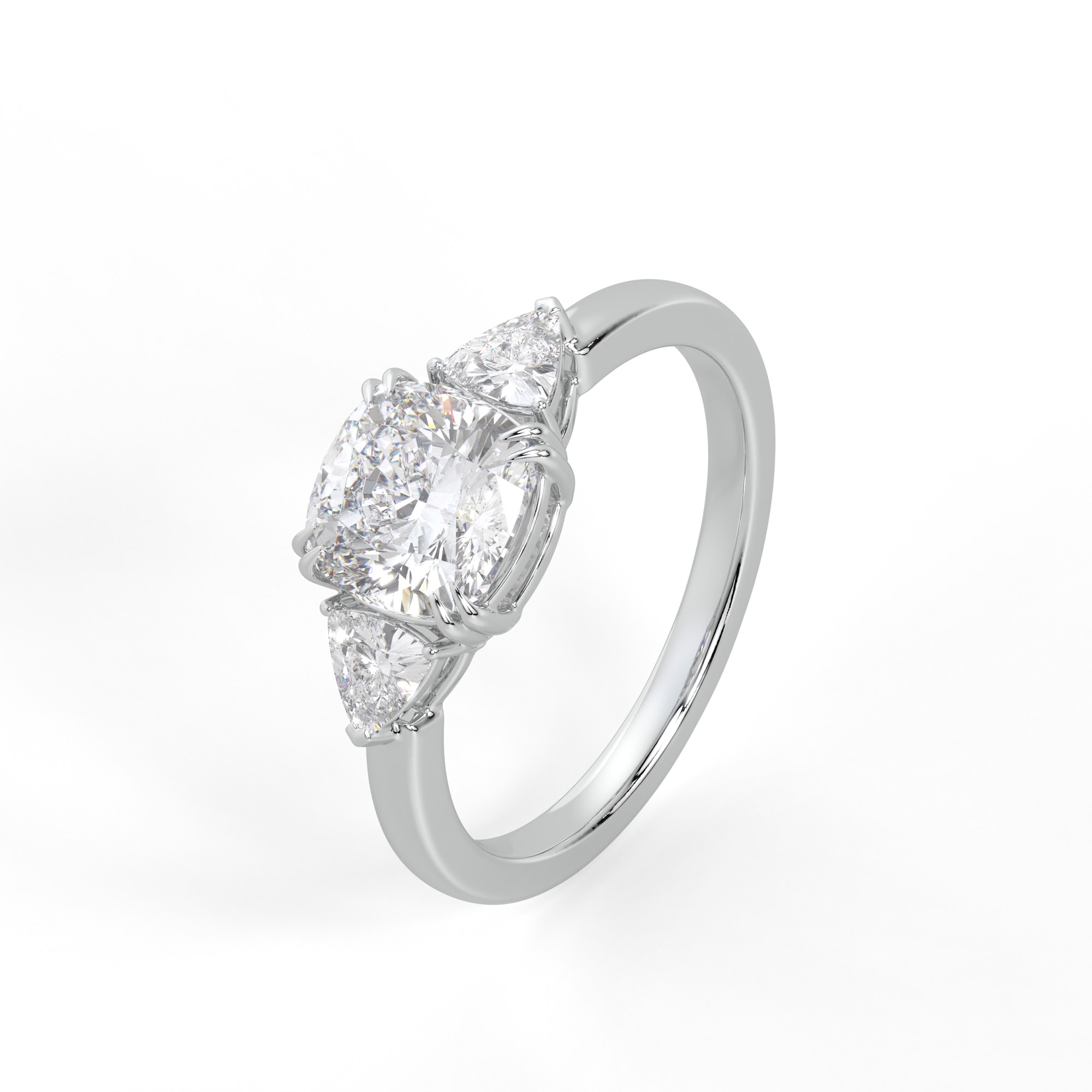 Cushion and Trillion Diamond Cluster Ring – 10KT