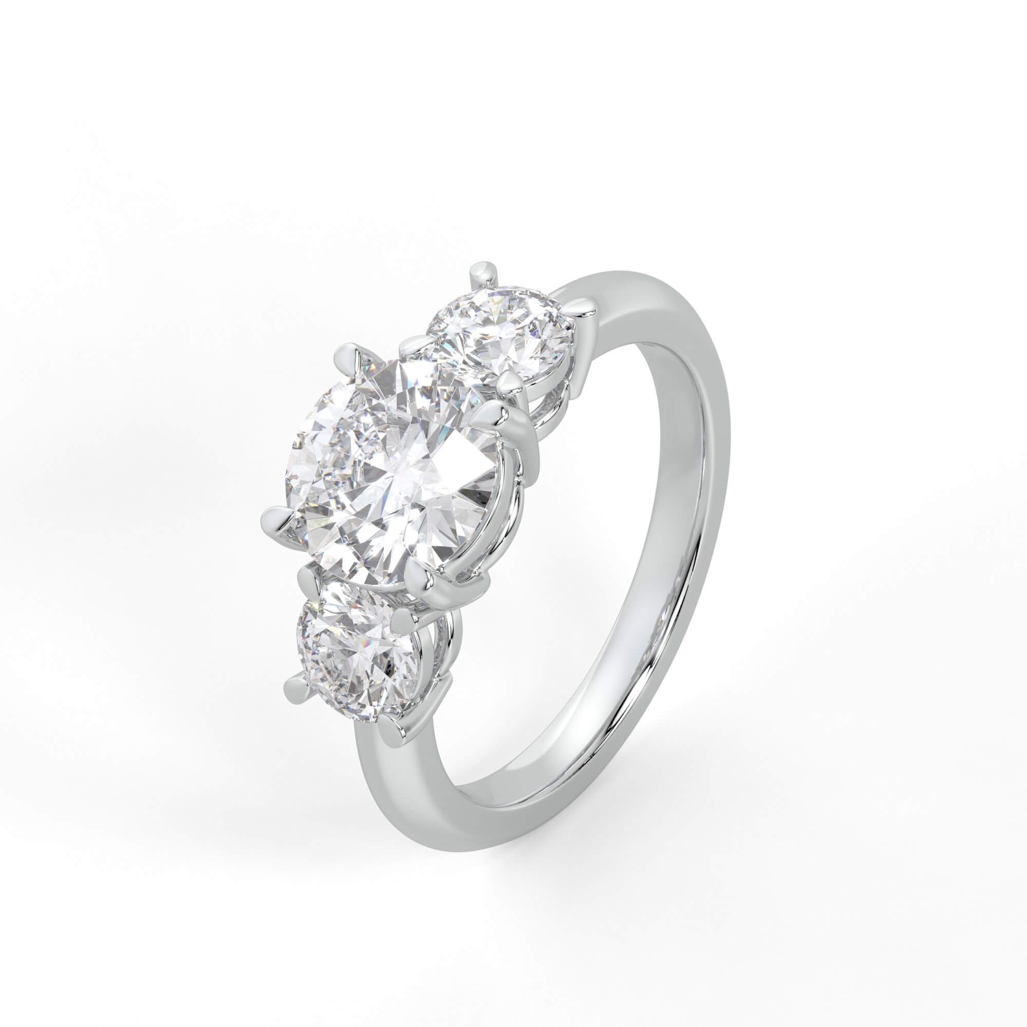 Round Diamond Three Stone Ring