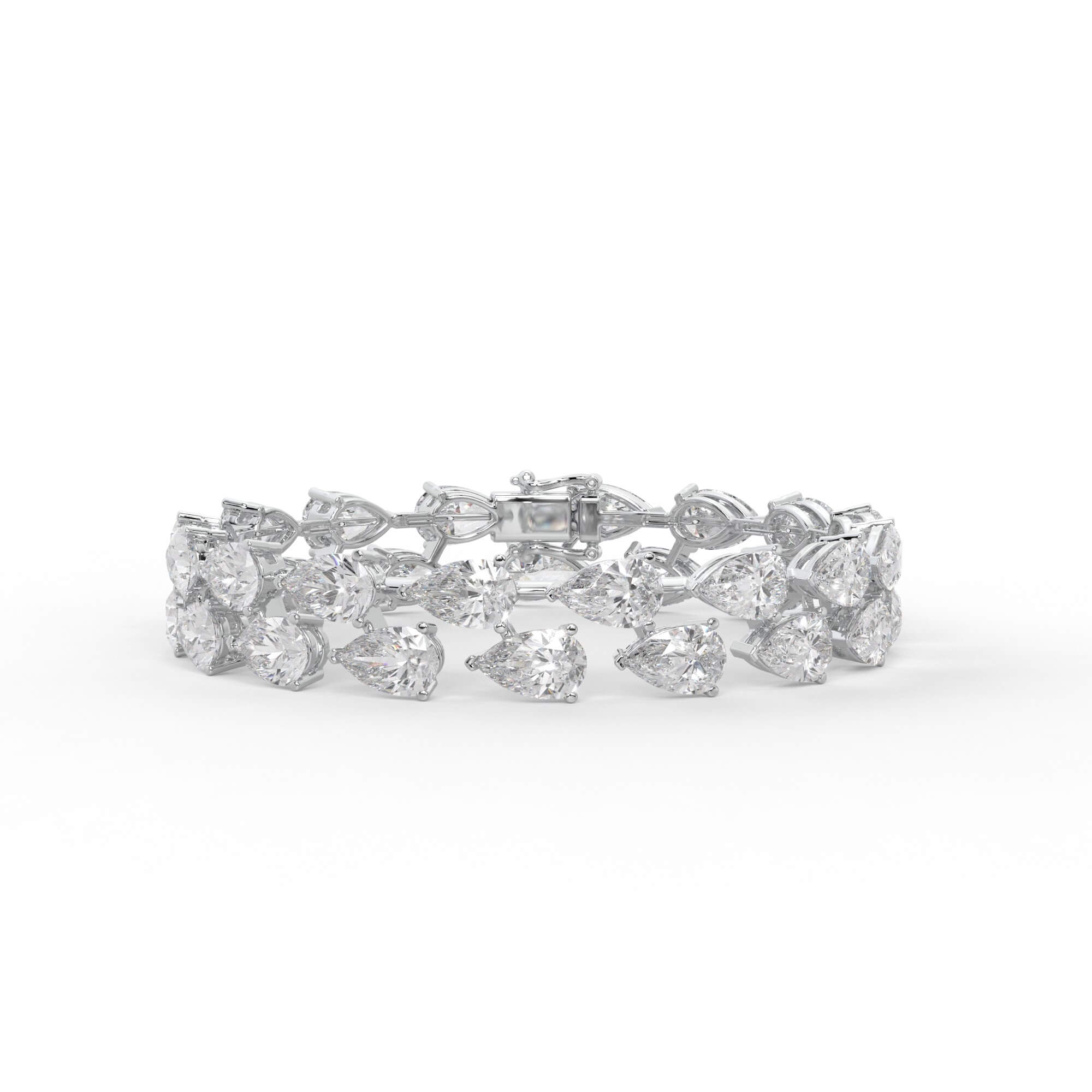 Pear Diamond Two-Row Prong Set Bracelet