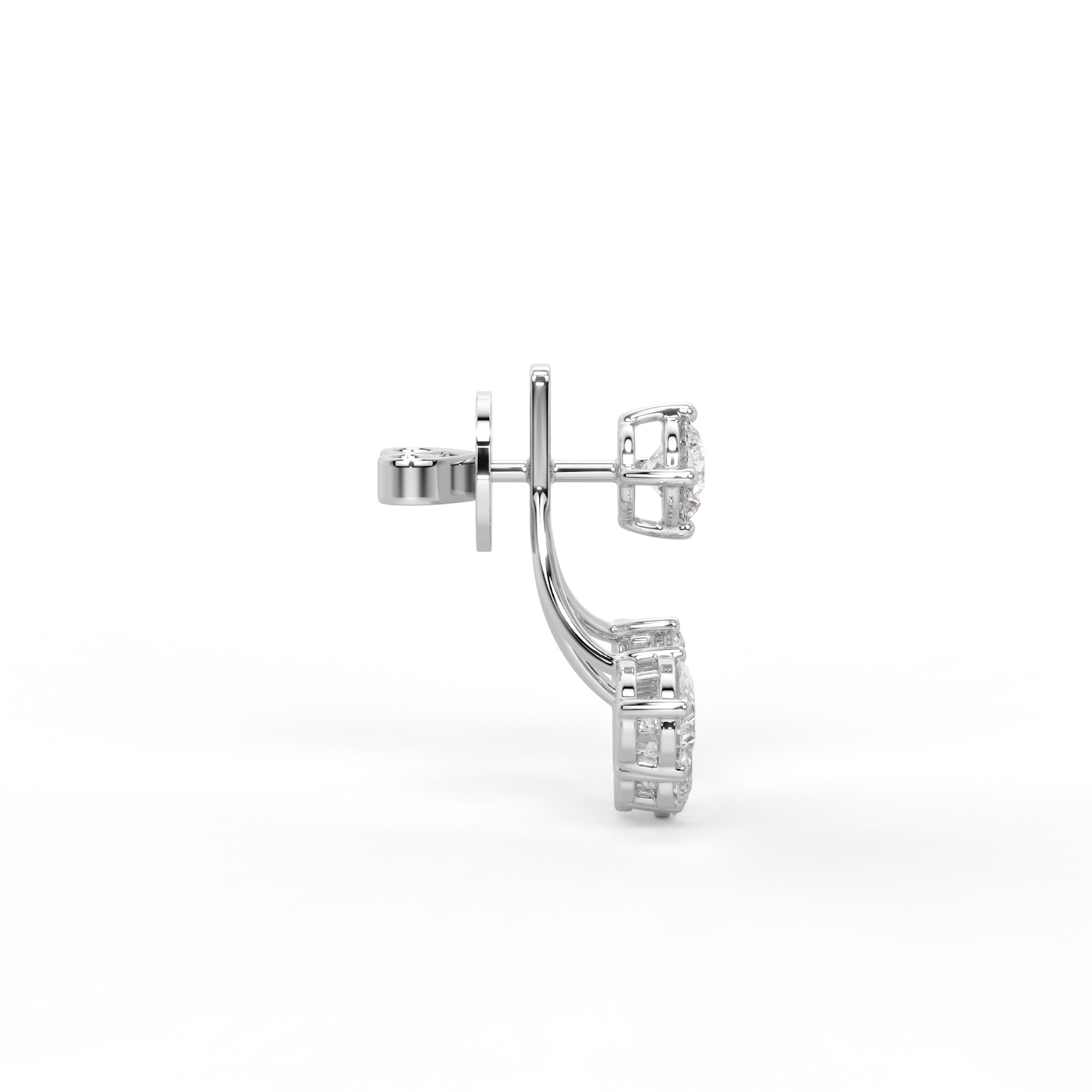 Round and Pear Diamond Fan Jacket Earrings