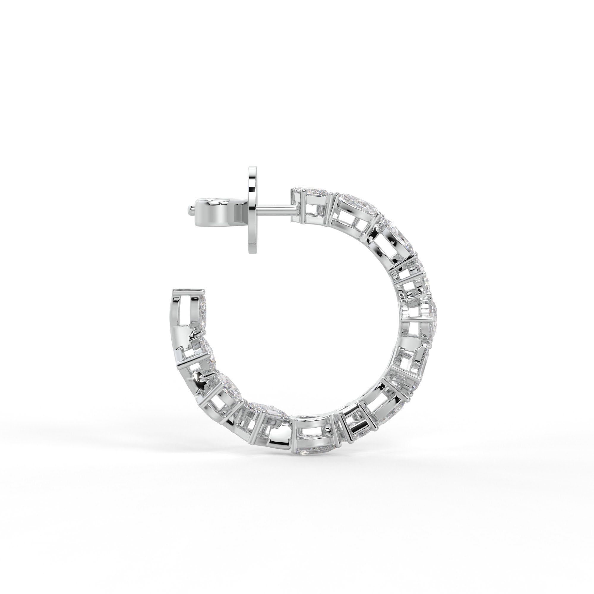 Emerald, Pear and Marquise Diamond Mixed Cut Hoop Earrings
