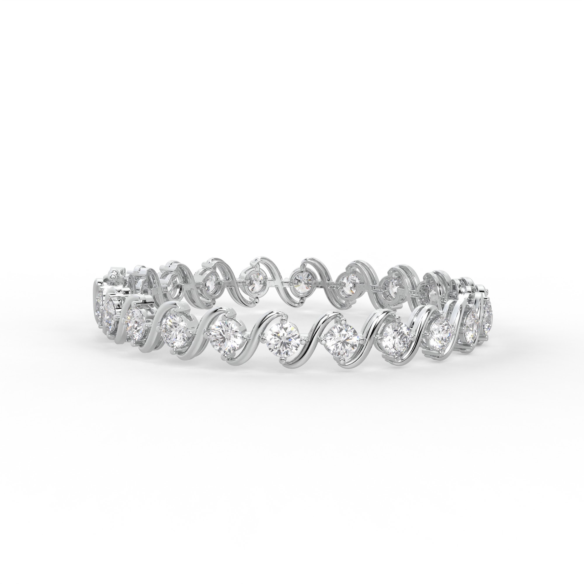 Round Diamond S-Link Swirl Tennis Bracelet
