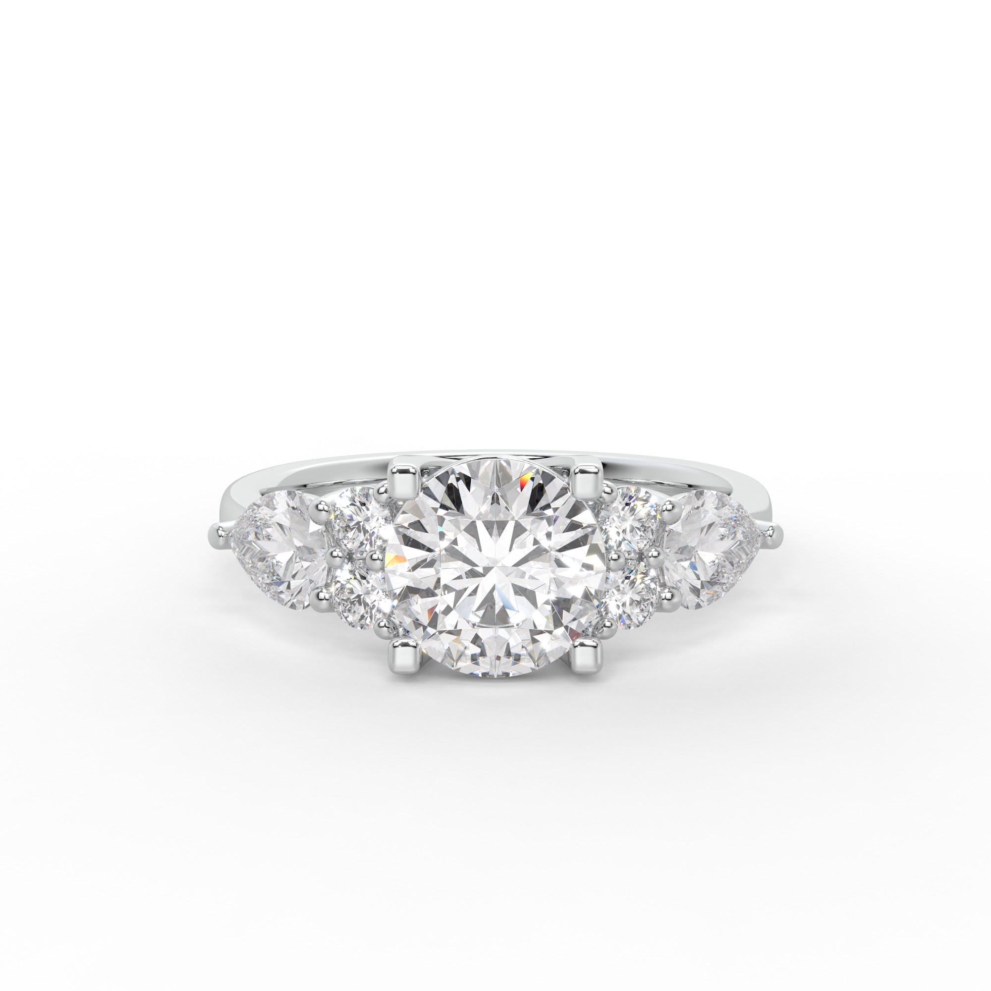 Round and Pear Diamond Cluster Ring