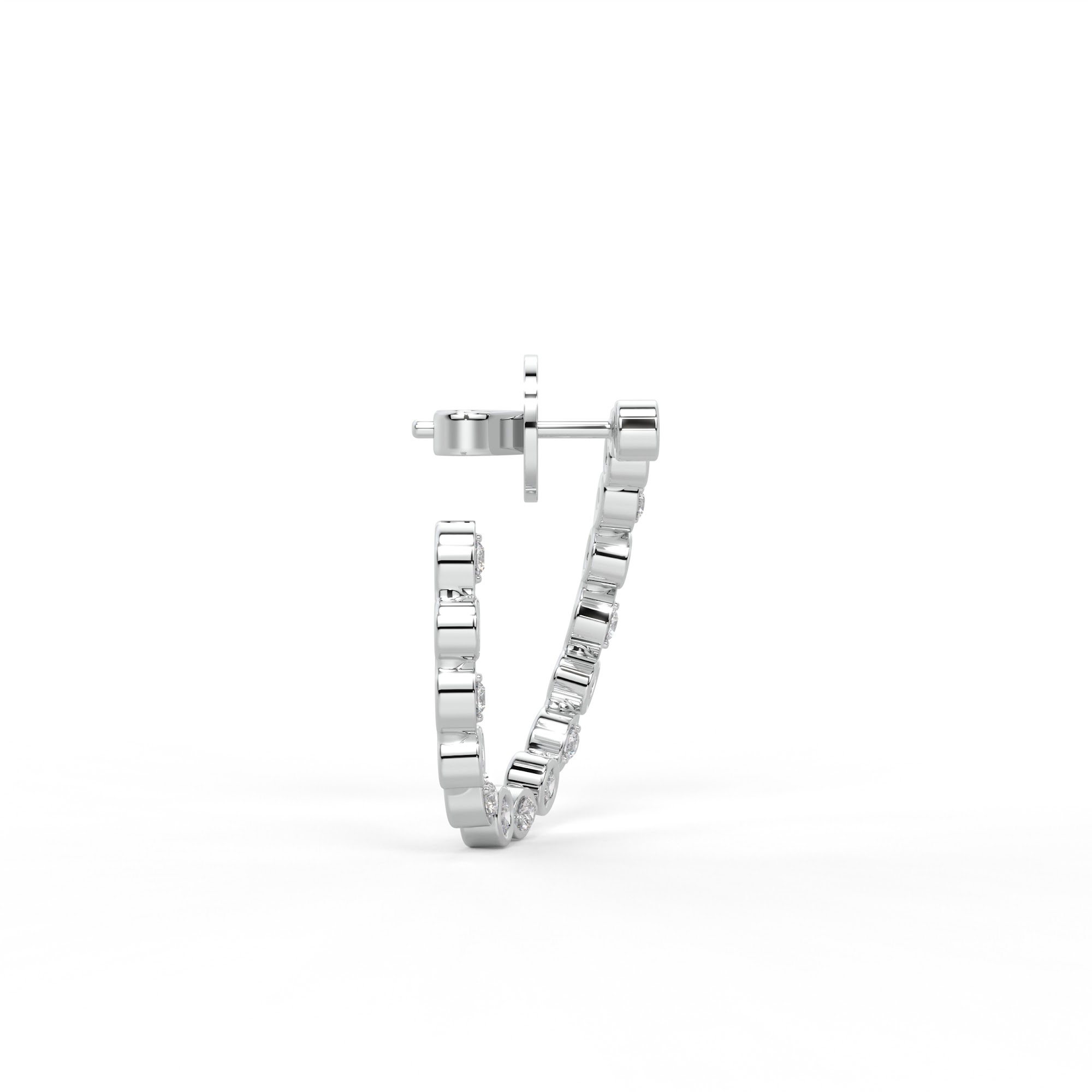Round Diamond Open Circle Climber Earrings