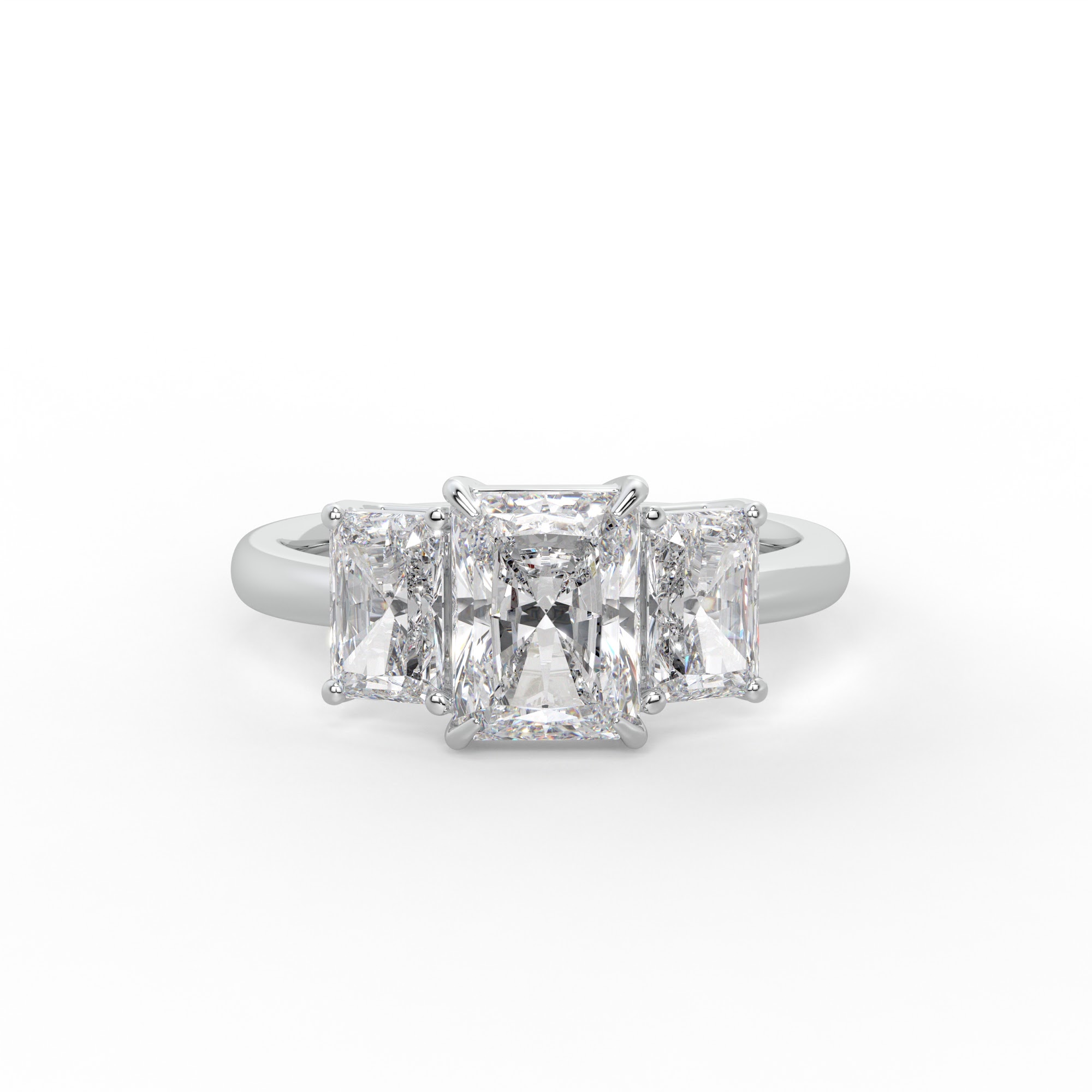 Radiant-Cut Diamond Three Stone Ring