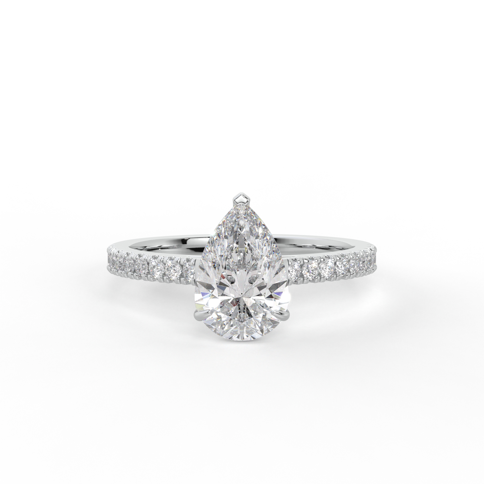 Pear Diamond Pavé Solitaire Ring