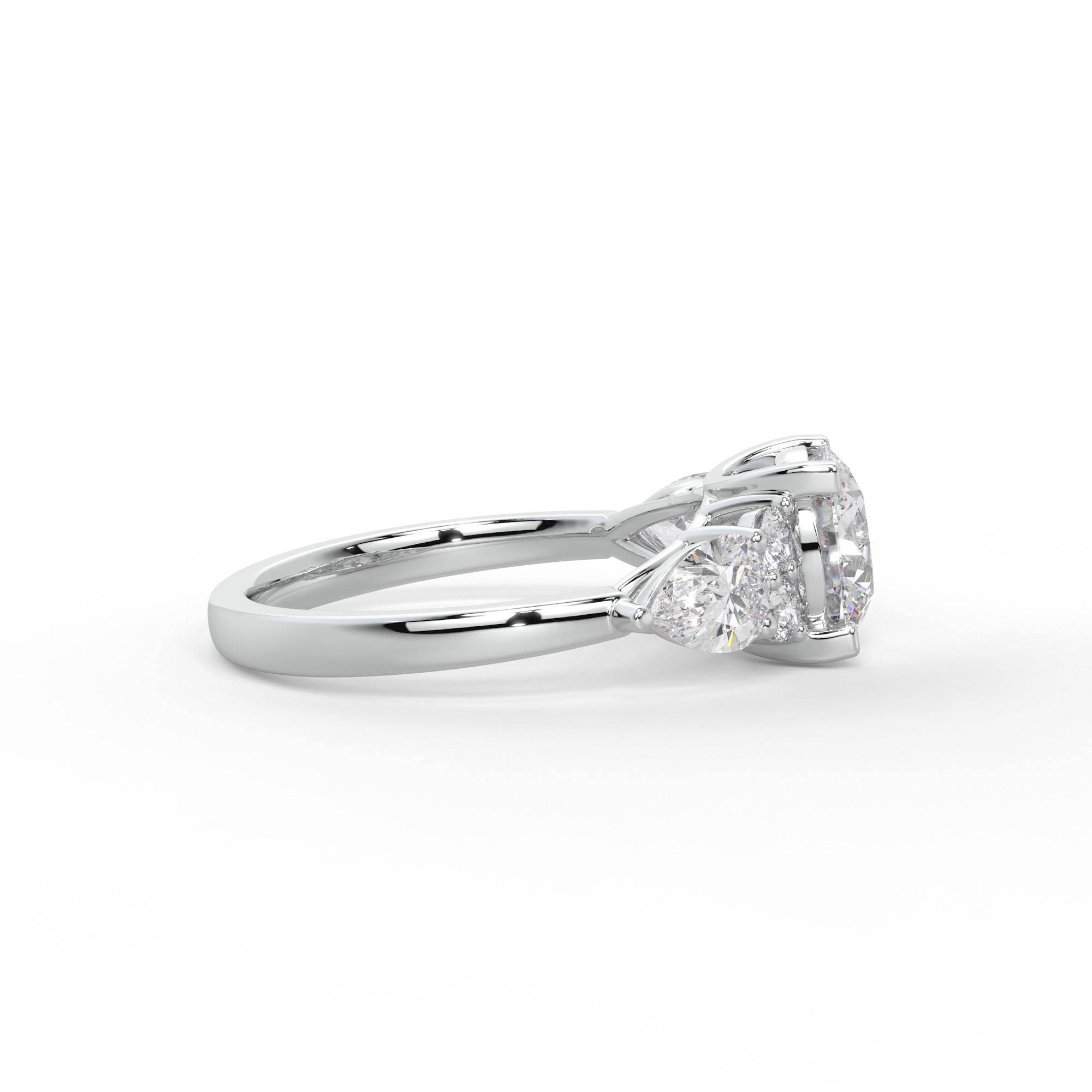 Round and Pear Diamond Cluster Ring