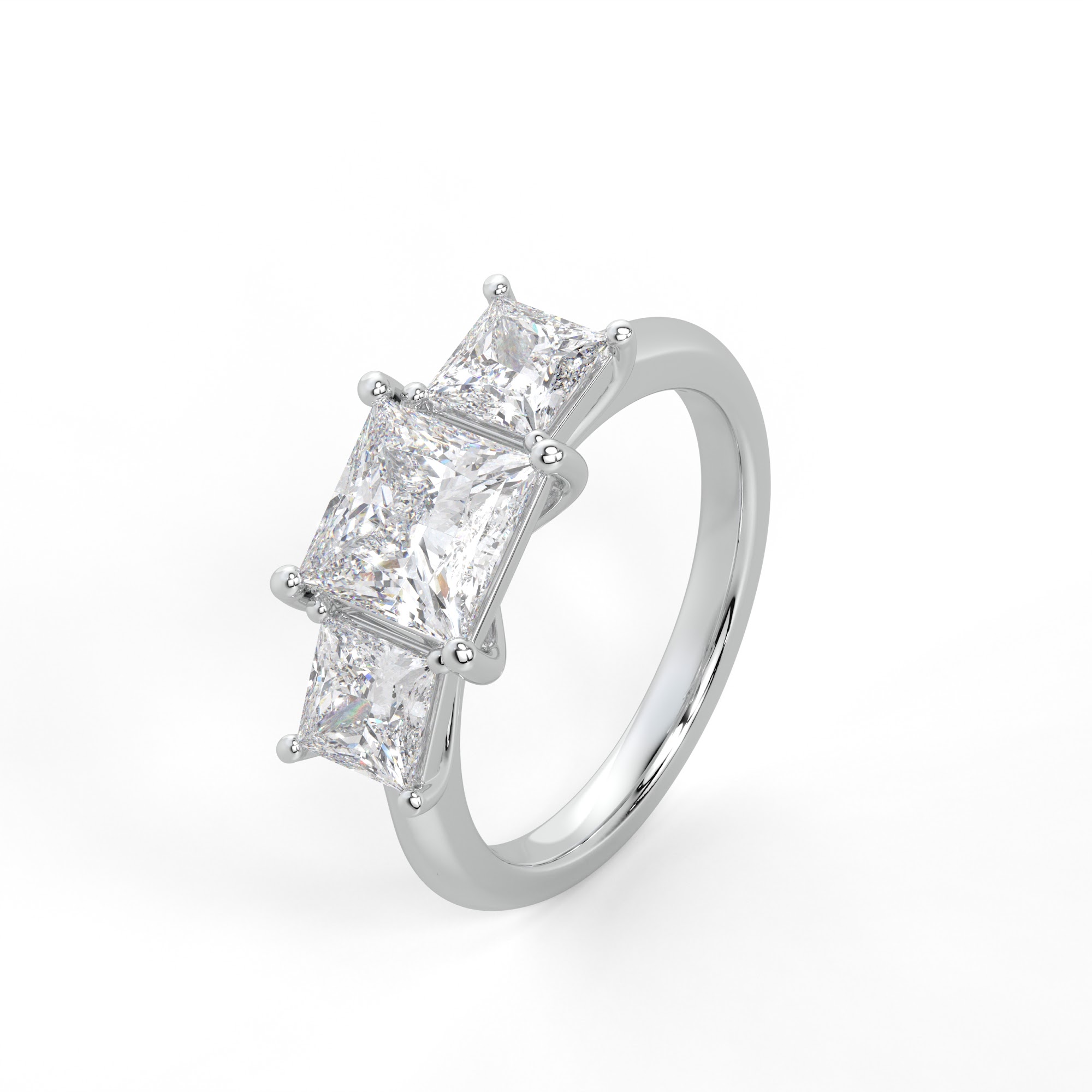 Princess-Cut Three Stone Diamond Ring