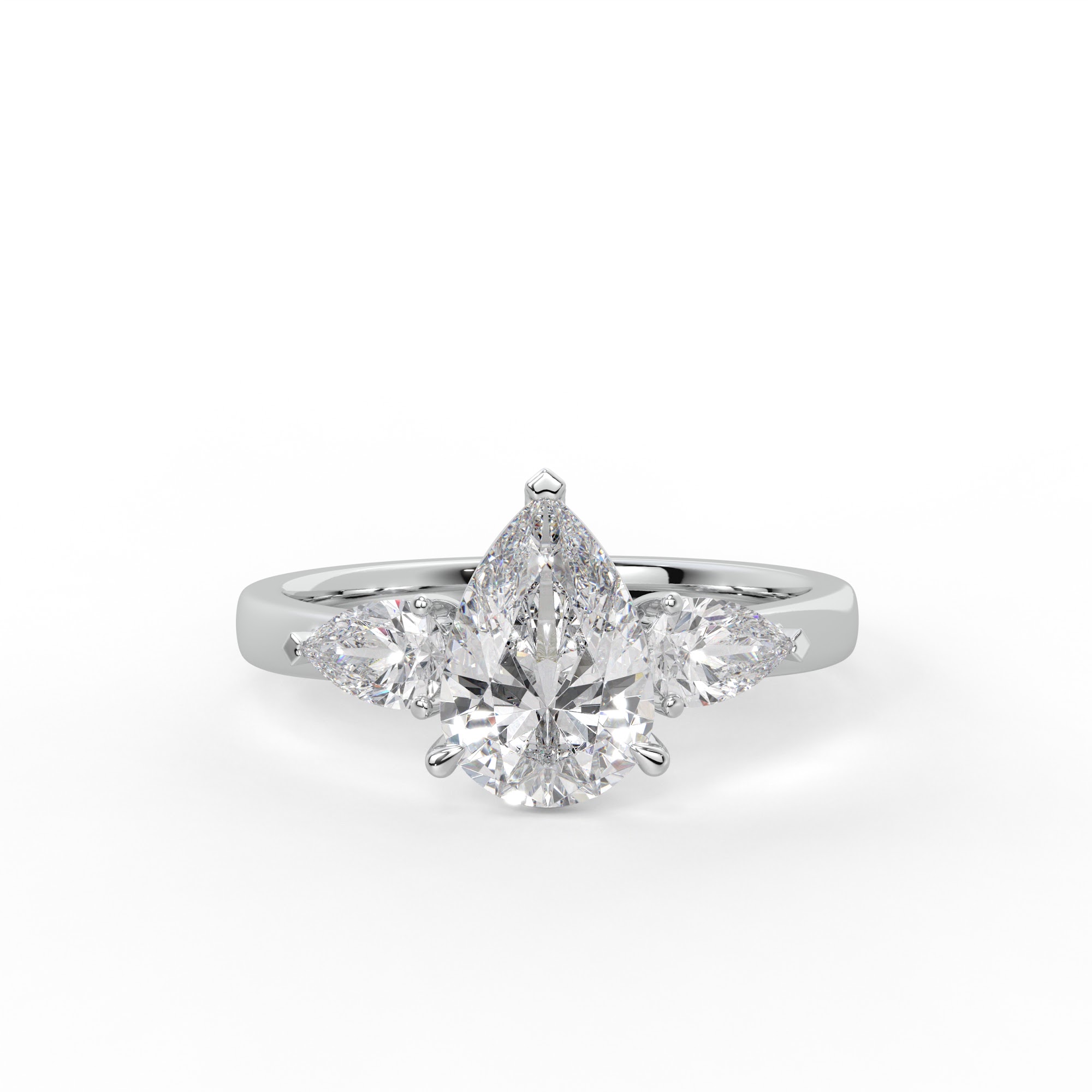 Pear-Cut Diamond Three Stone Ring