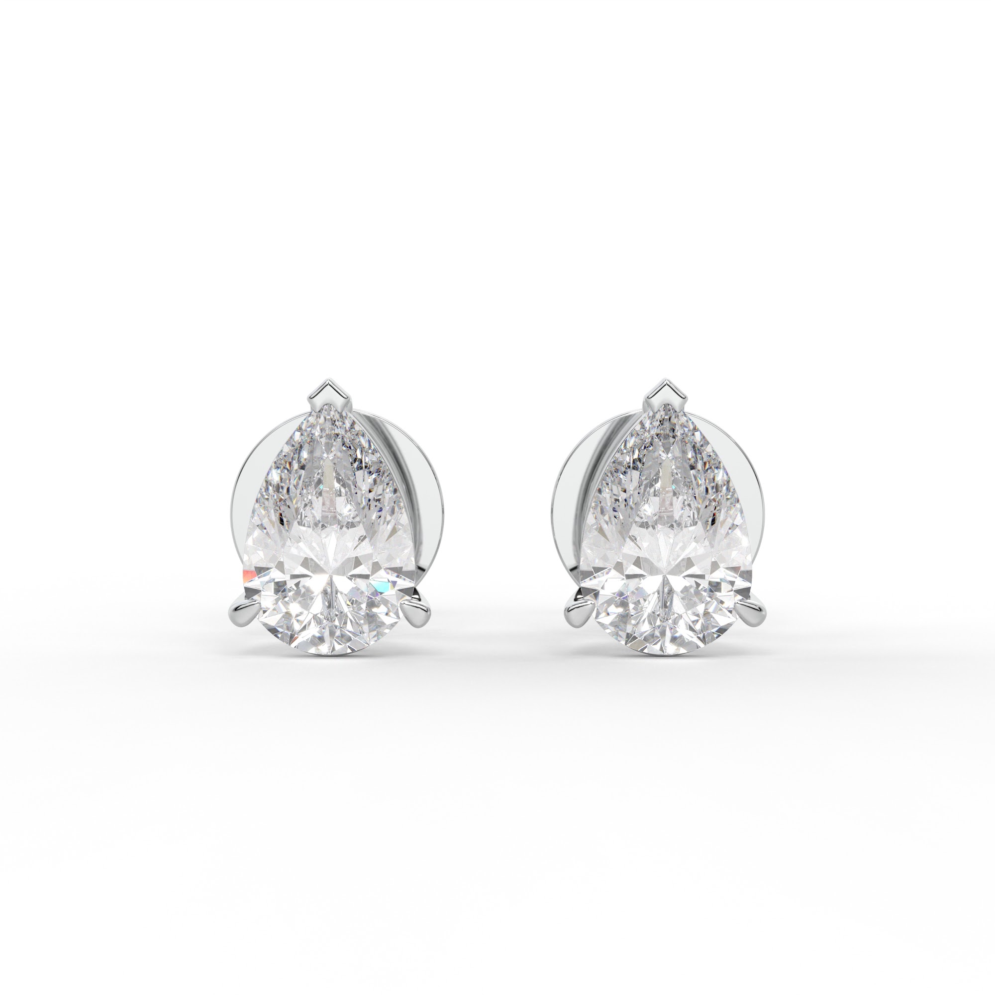 Pear Diamond Three-Prong Stud Earrings