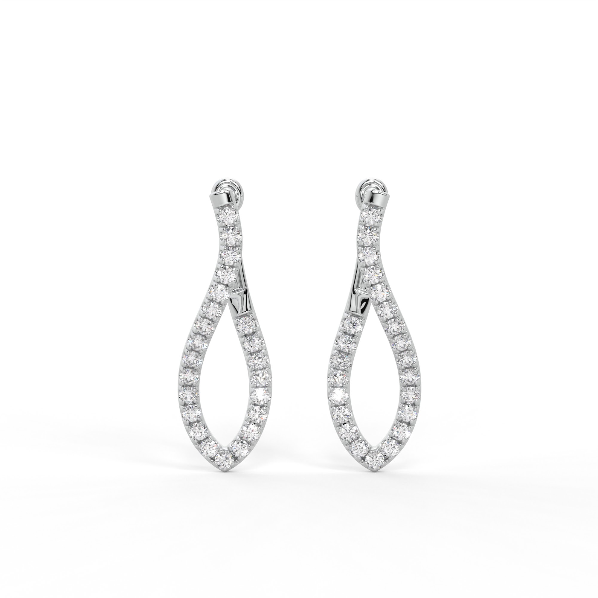 Round Diamond Twisted Teardrop Hoop Earrings