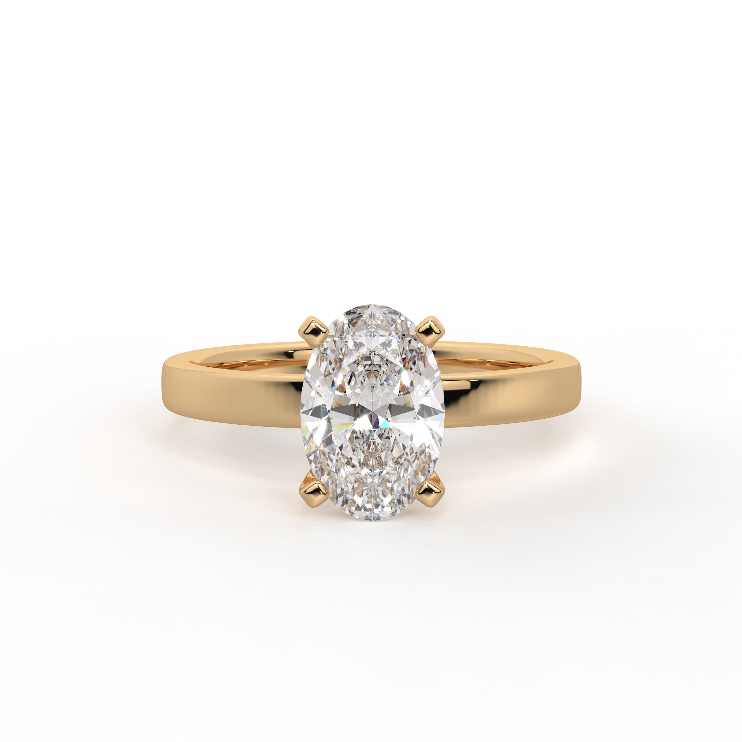 Oval Diamond Solitaire Ring in Yellow Gold | Green Carat